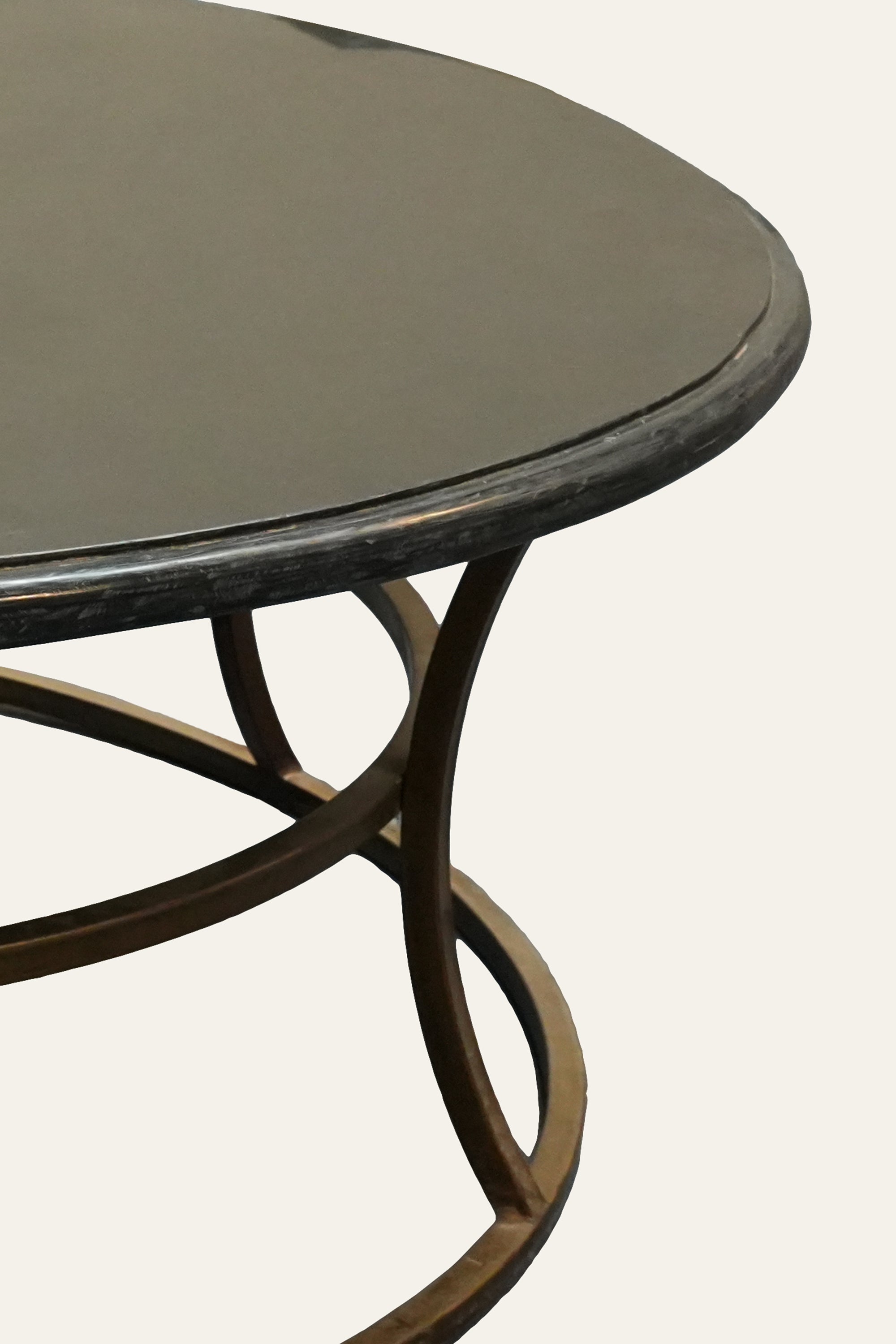Round Marble Living Room Coffee Table with Metal Ring Base