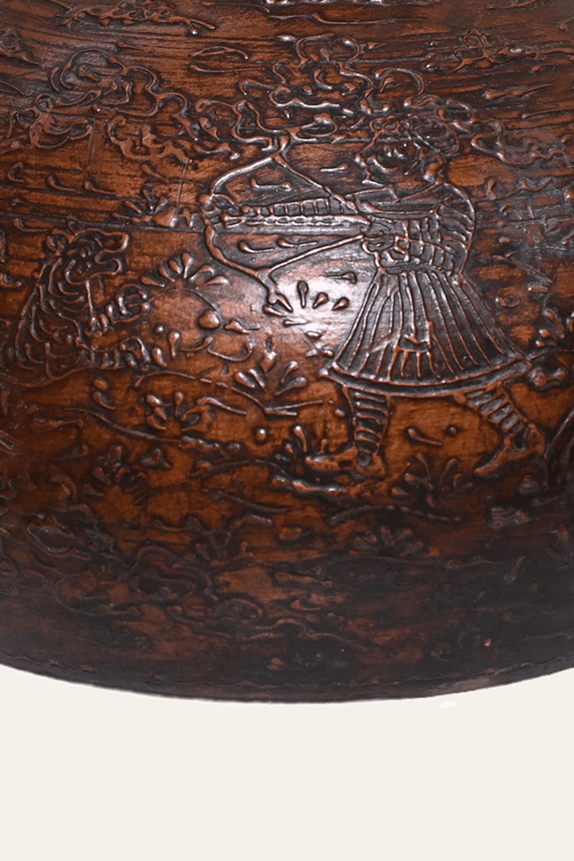Indian Heritage Carved Wooden Pot