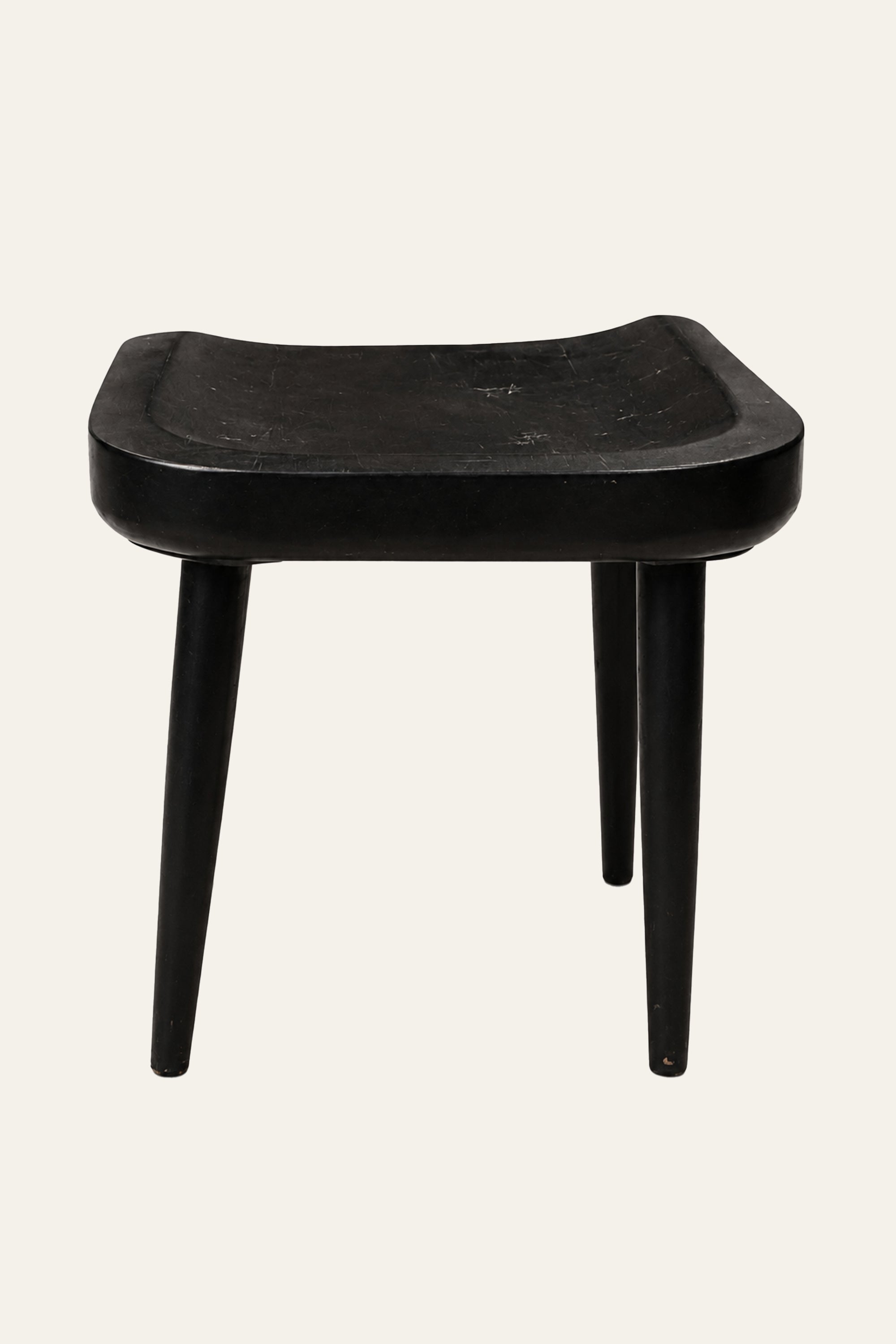Dark Charcoal Curved Wooden Stool for Modern Homes
