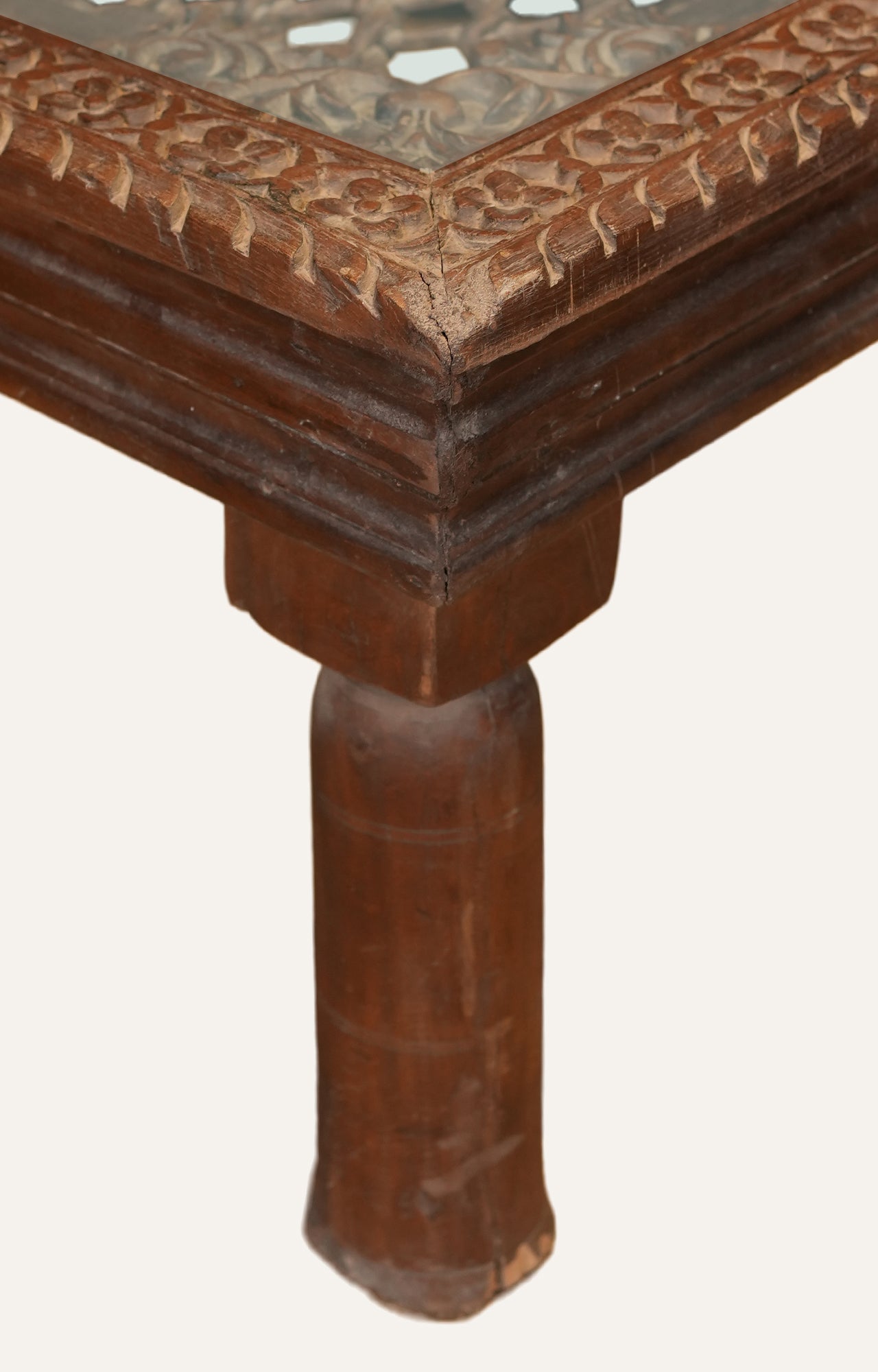 Vintage Hand-Carved Wooden Coffee Table