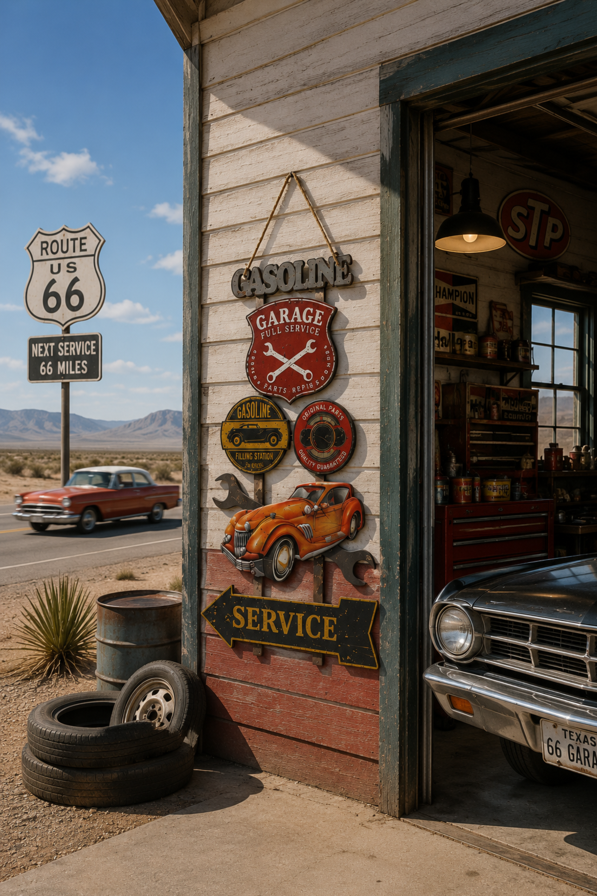 American Retro Garage Distressed Wall Décor