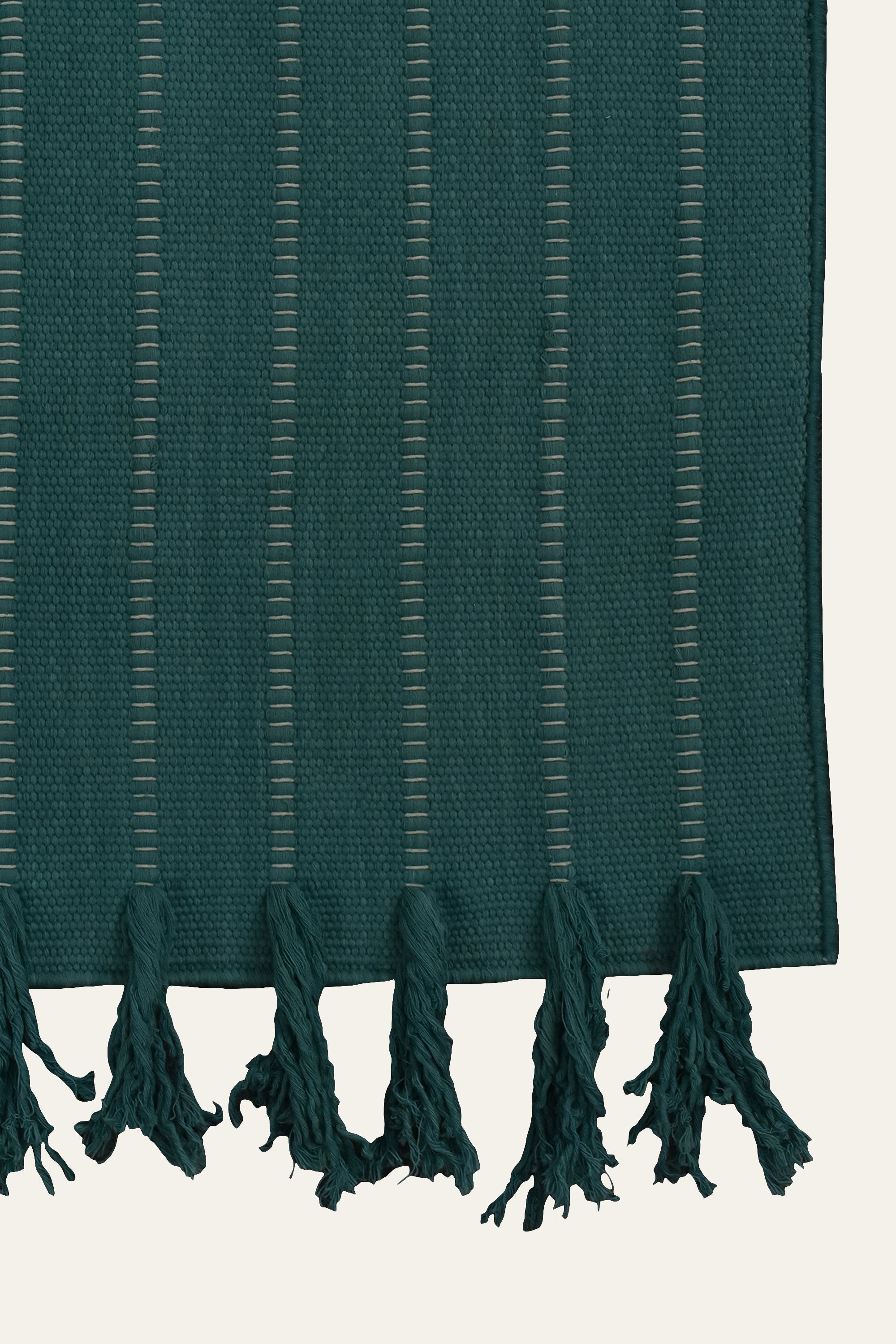 Teal Blue Washable Cotton Yoga Mat with Fringe