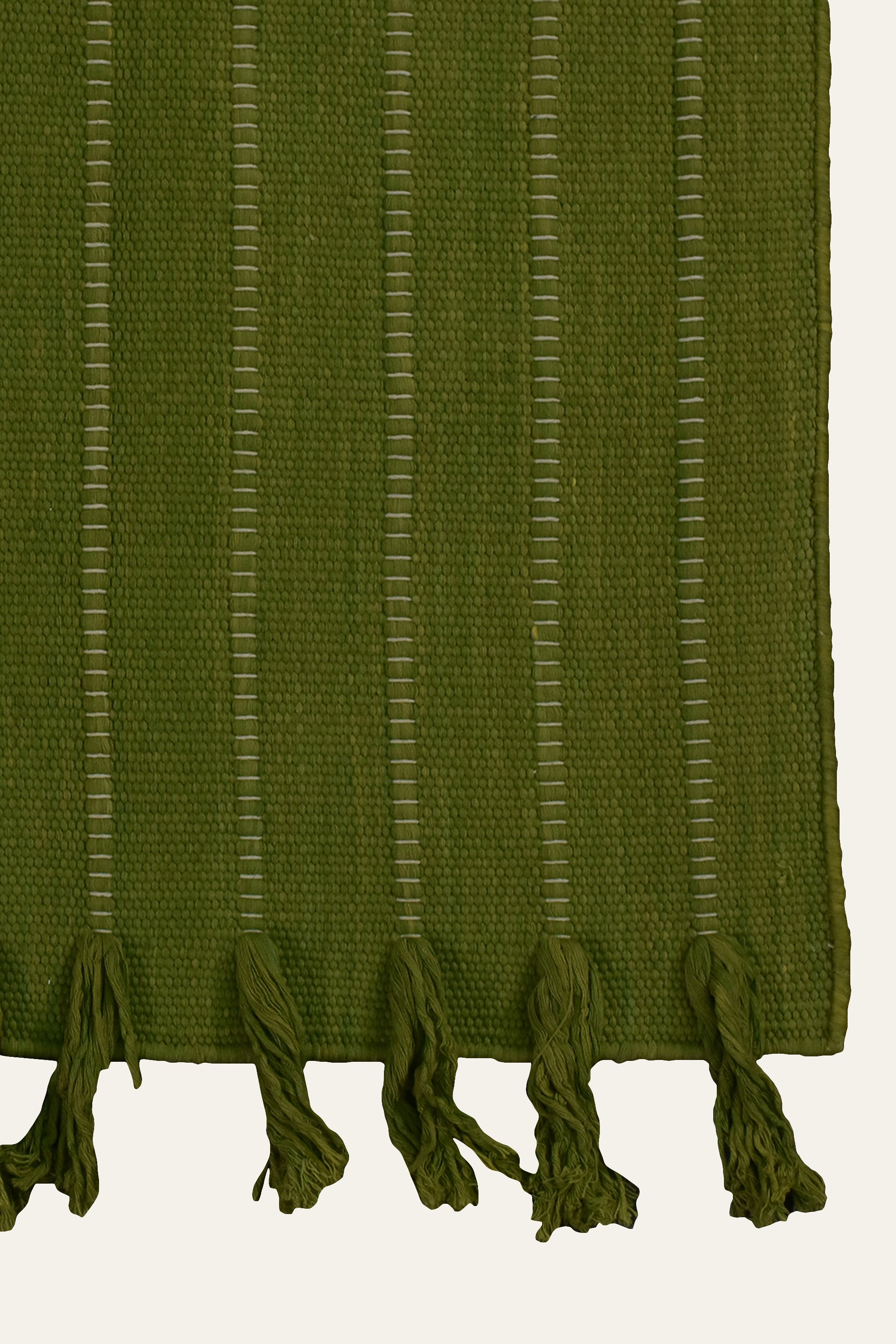Olive Green Washable Cotton Yoga Mat with Fringe