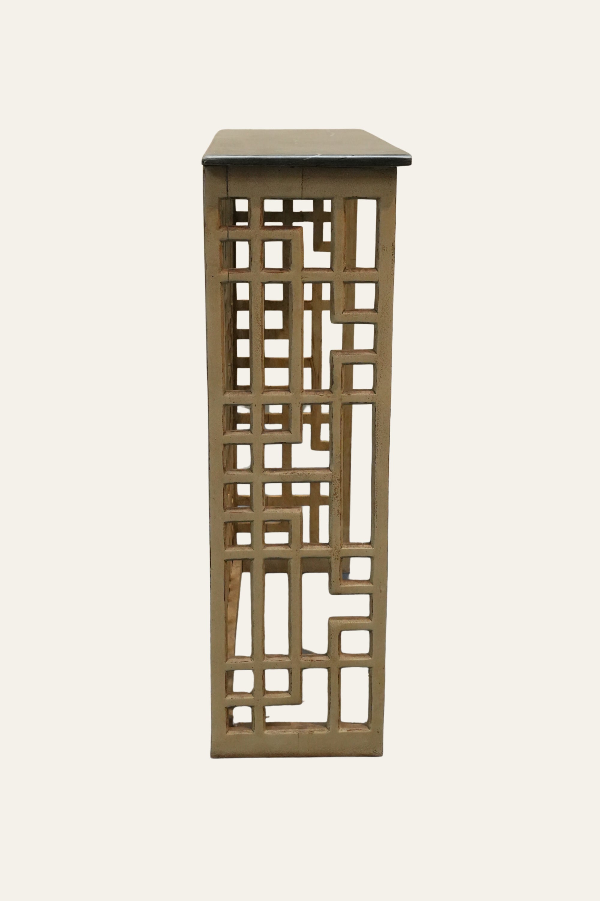 Japanese Inspired Lattice Wooden Console Table
