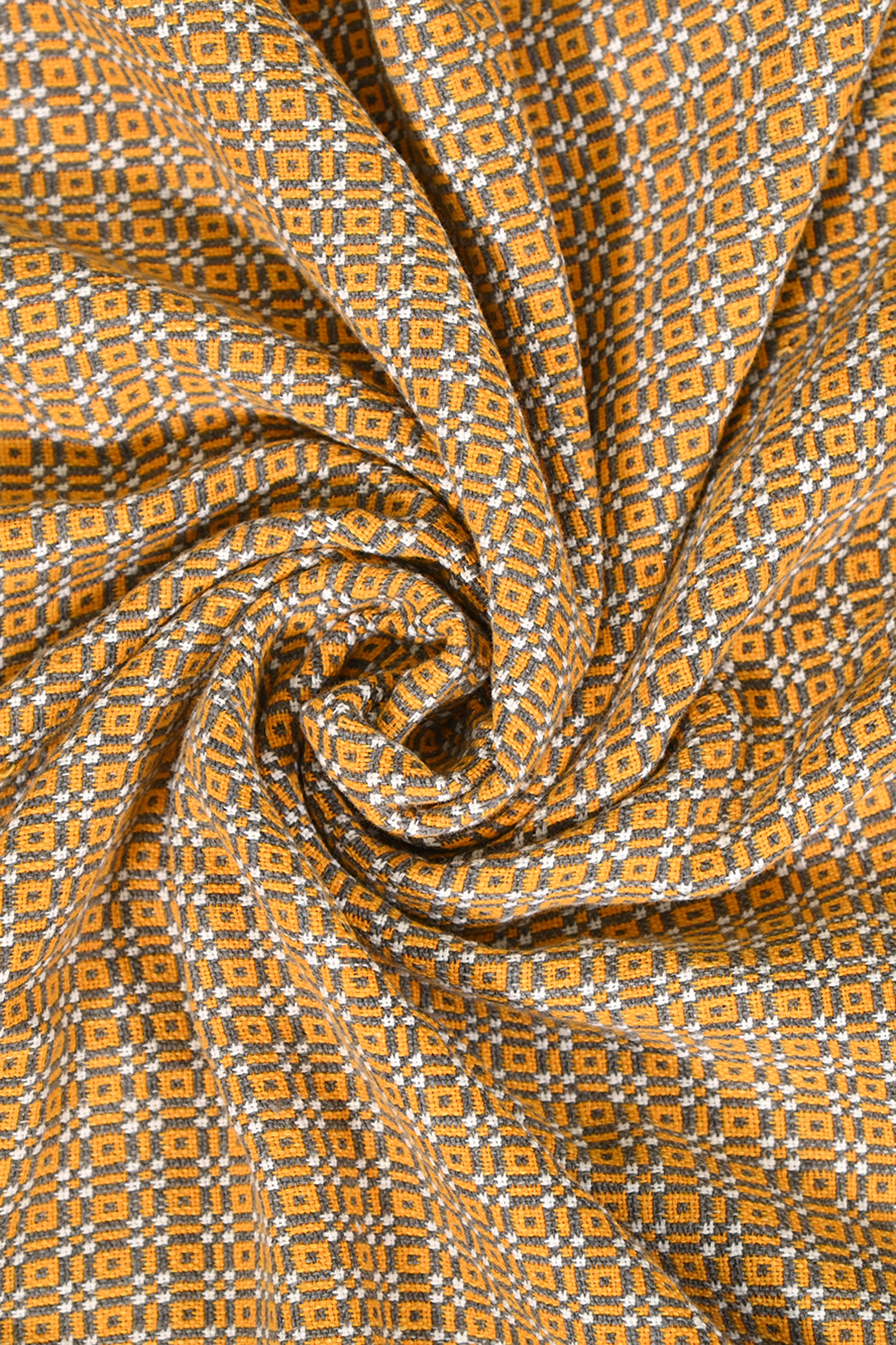 Vintage Ochre Check Cotton Khes Wall Tapestry