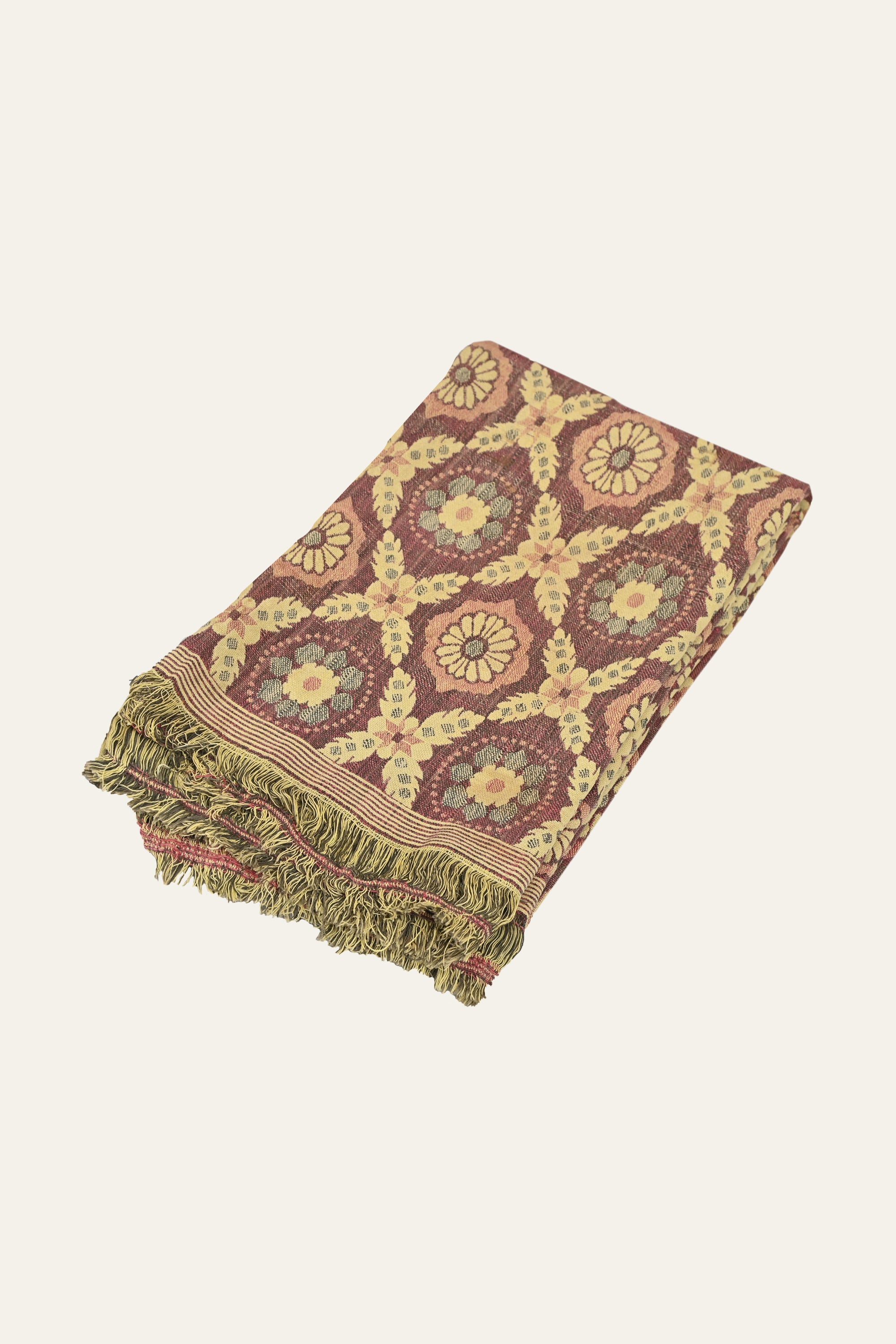 Maroon & Beige Floral Reversible Cotton Punjabi Khes Wall Hanging