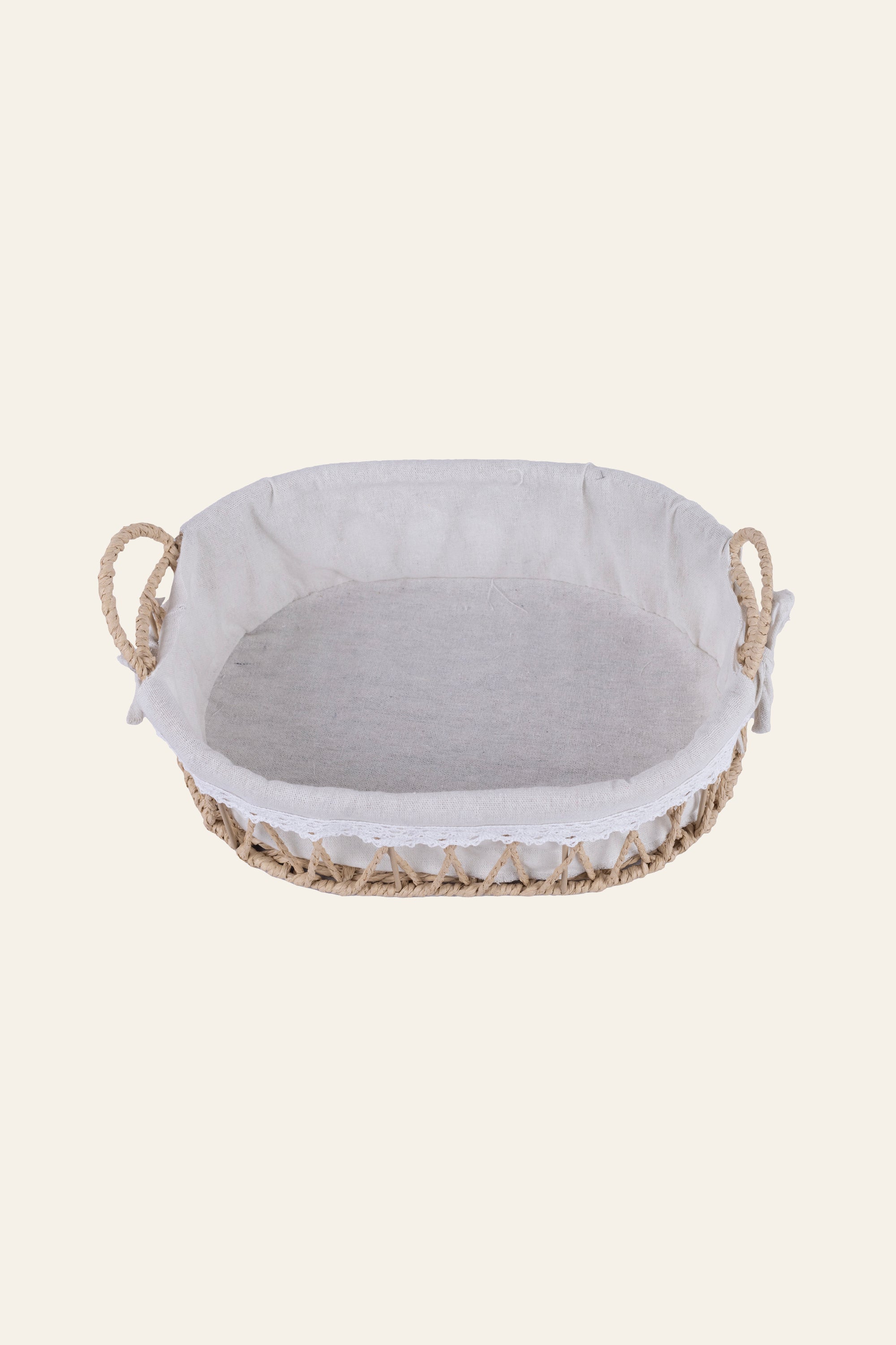 Oval Woven Storage Basket with Fabric Liner – Big