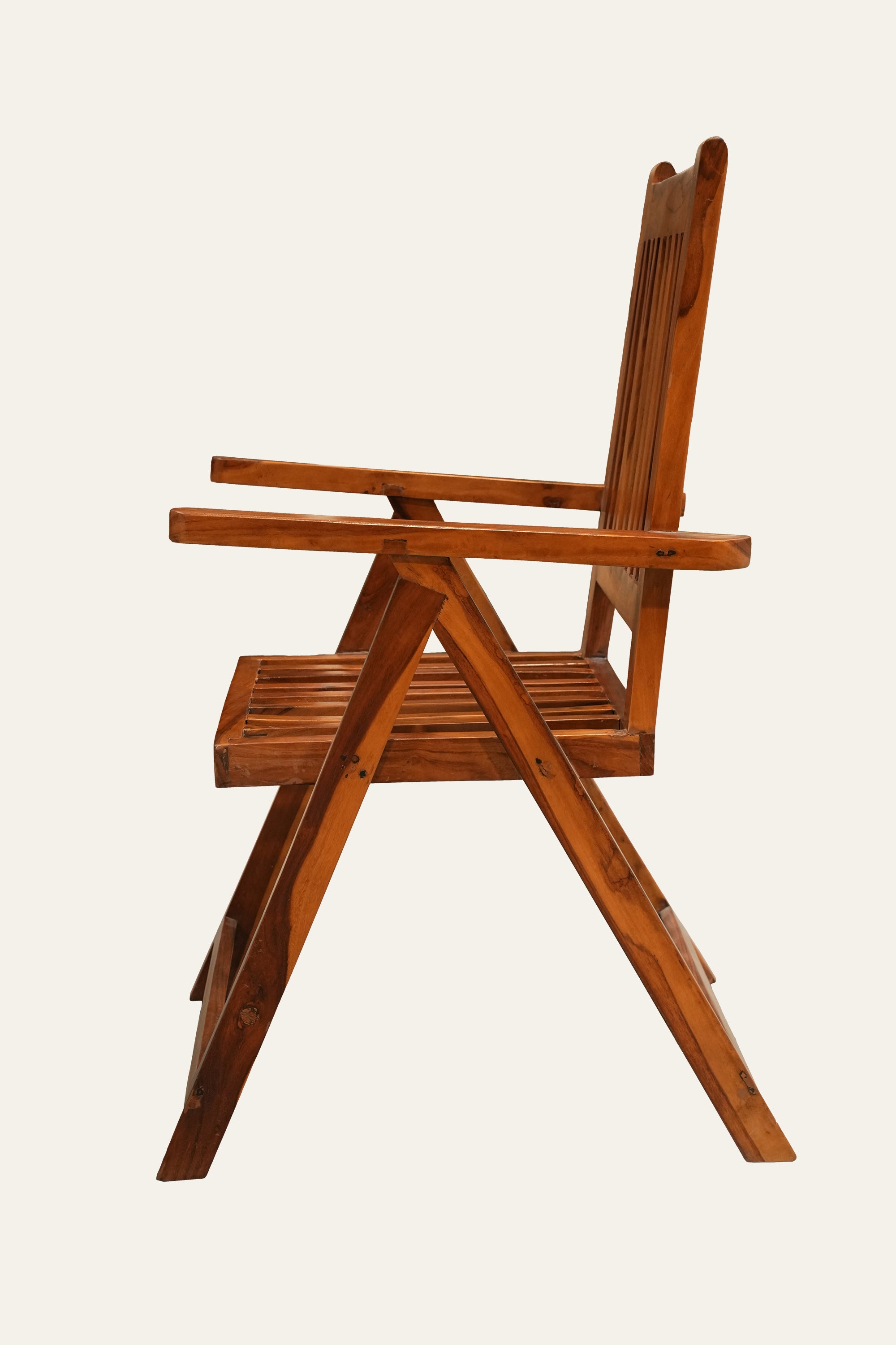 Slatted Back Wooden Armchair for Living Room