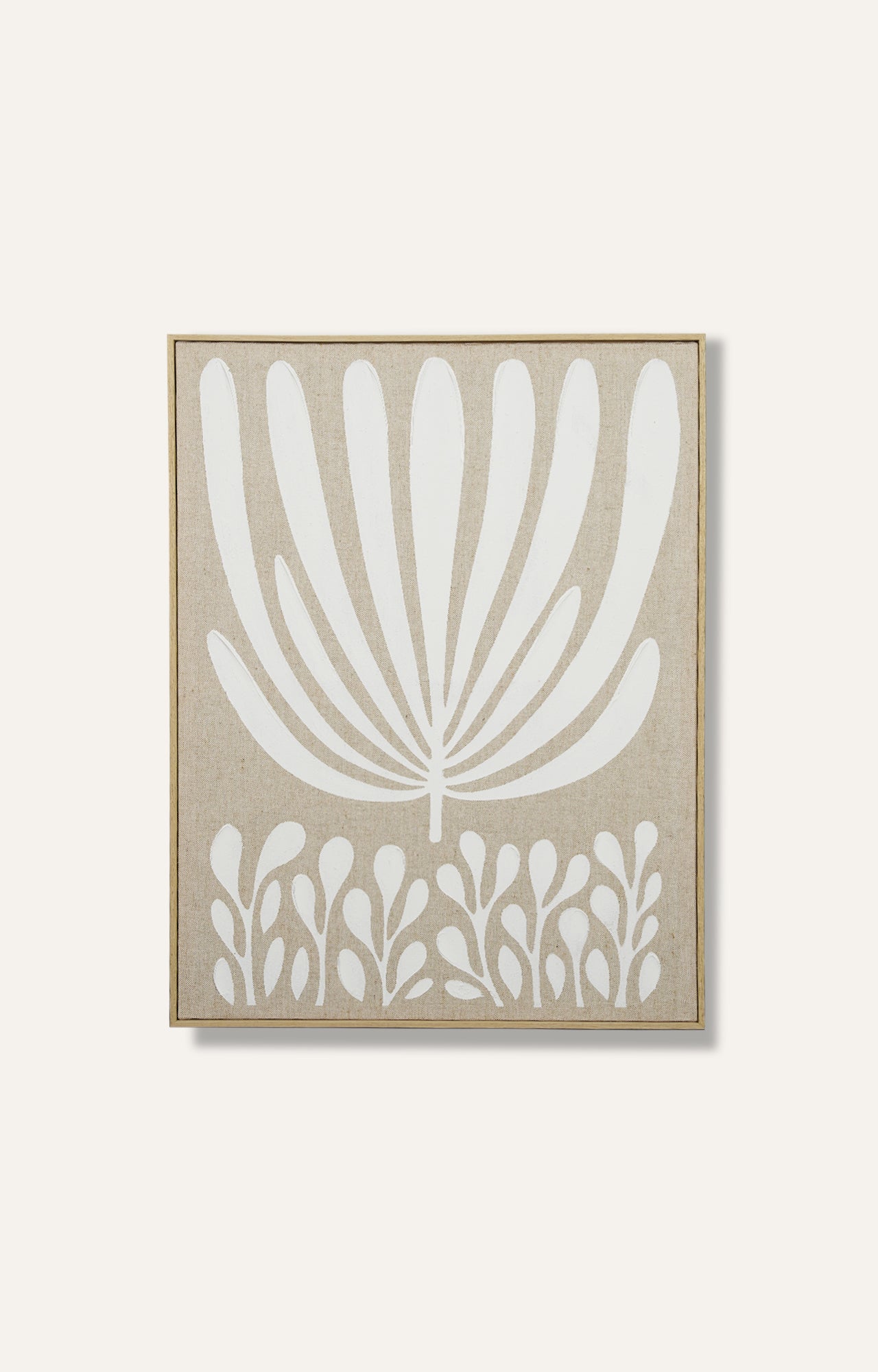 White and Brown Hand-painted Canvas Art Set of 2