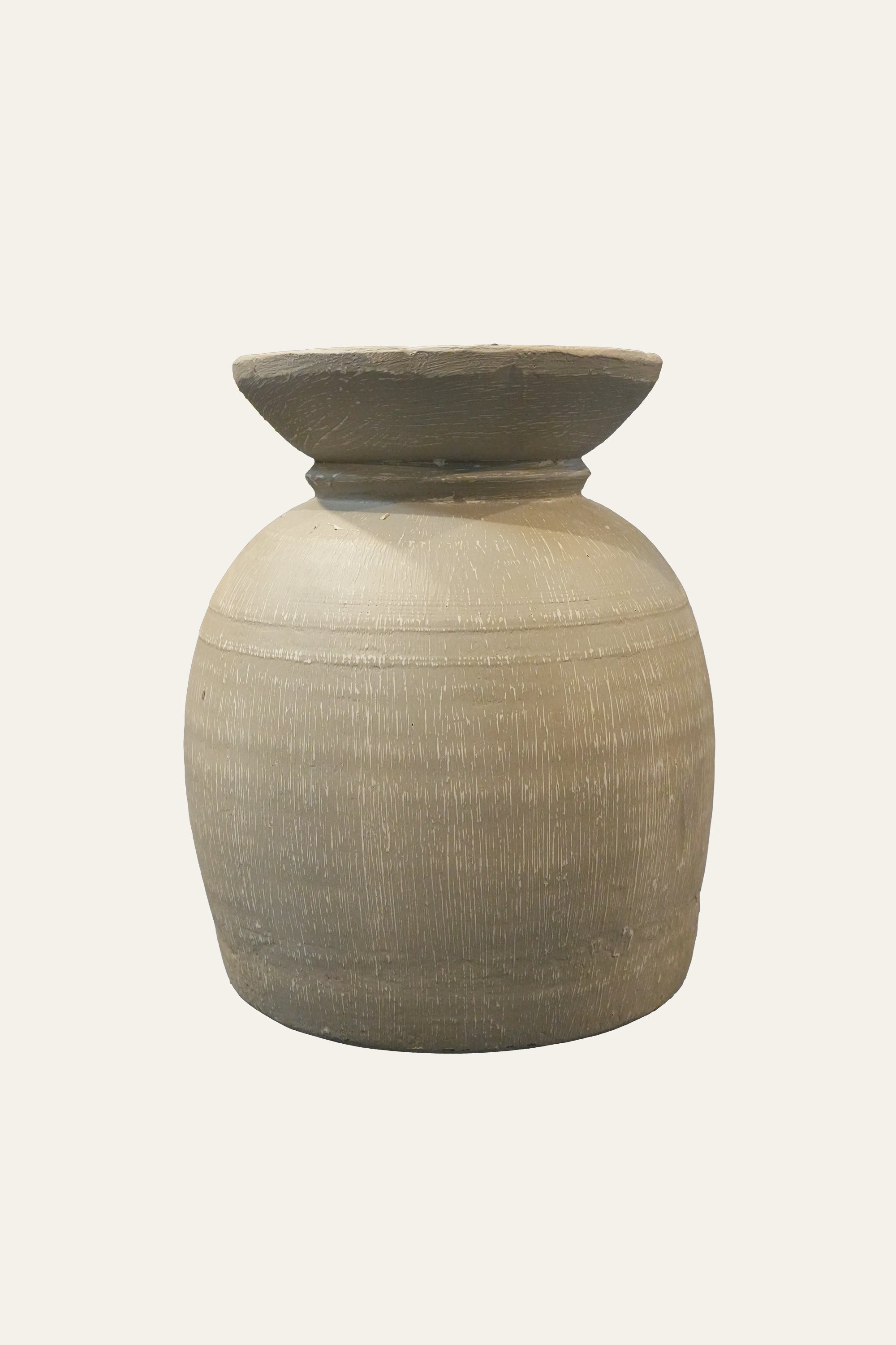Light Brown Wooden Pot with Flared Rim