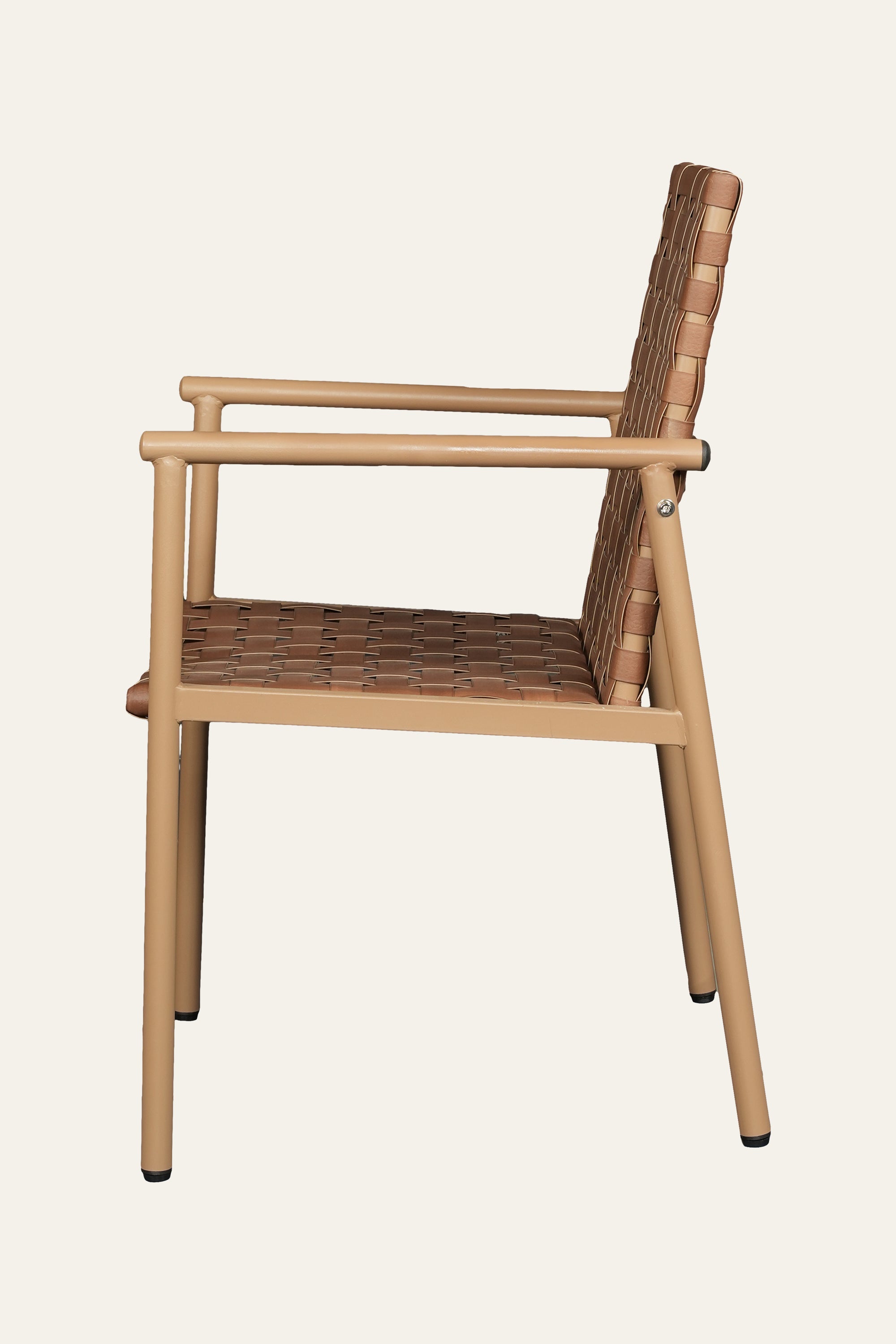 Brown Woven Nylon Rope and Metal Outdoor Arm Chair