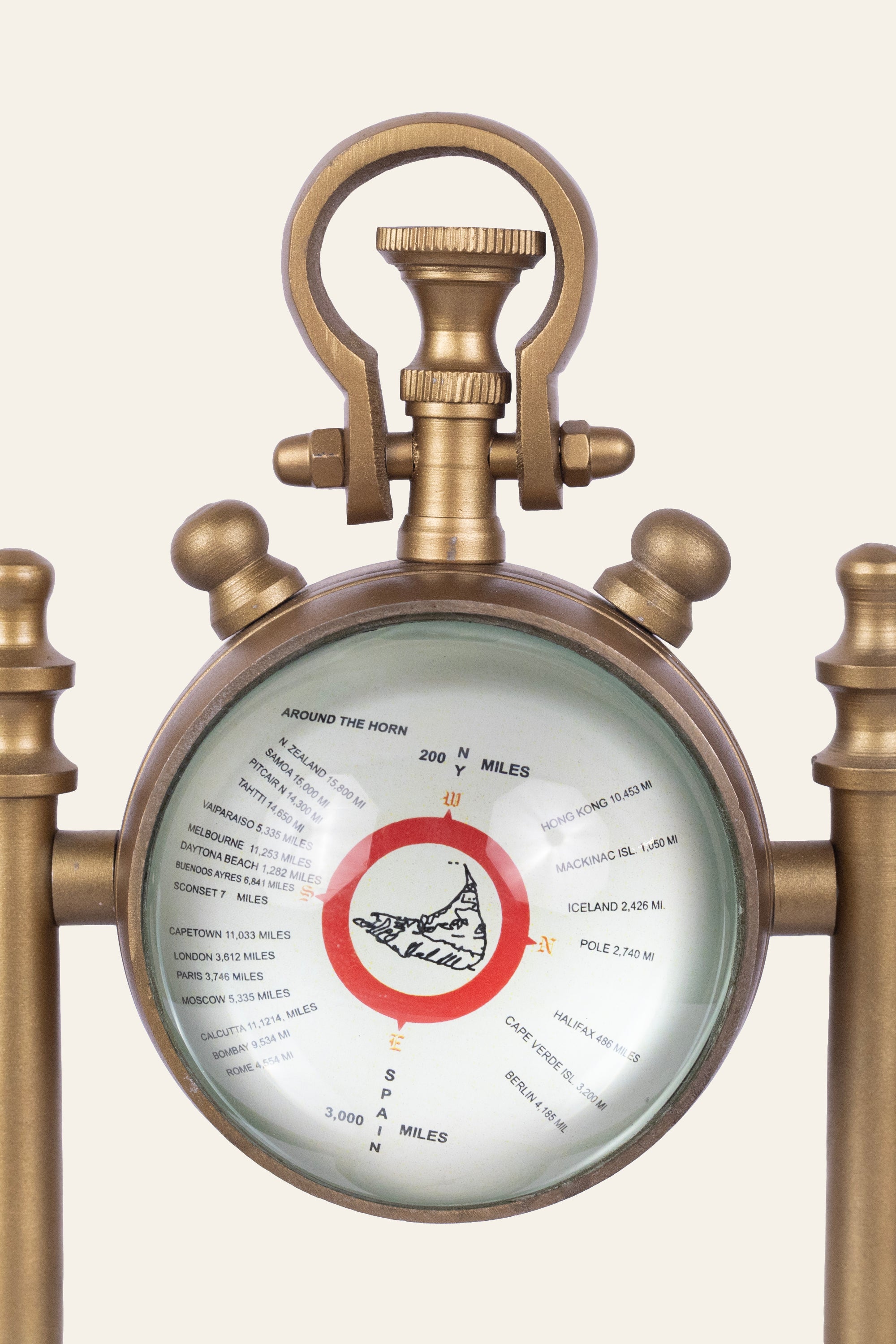 Compass Analog Desk Clock for Maritime Table Styling