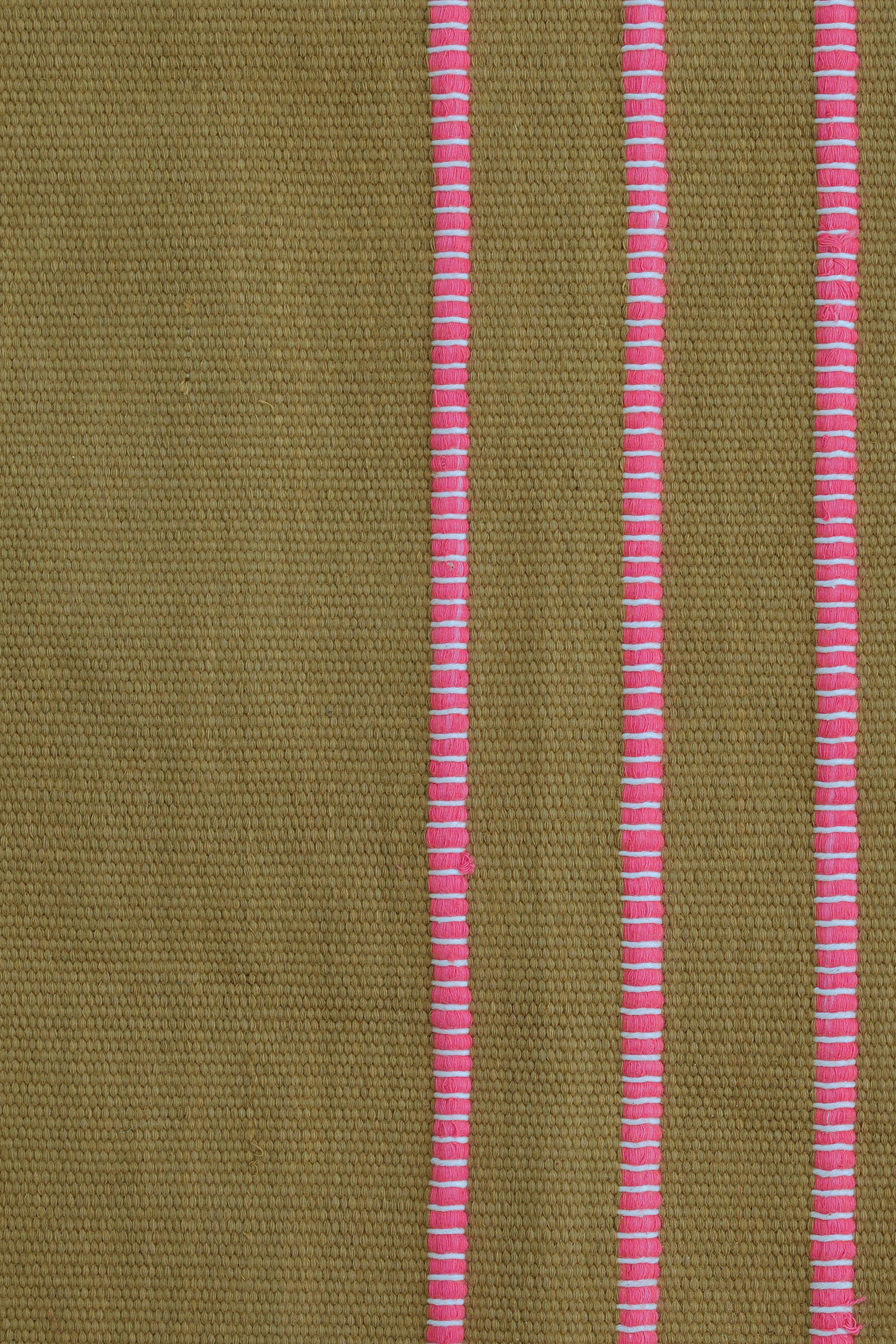 Olive Green Cotton Yoga Mat with Pink Fringe