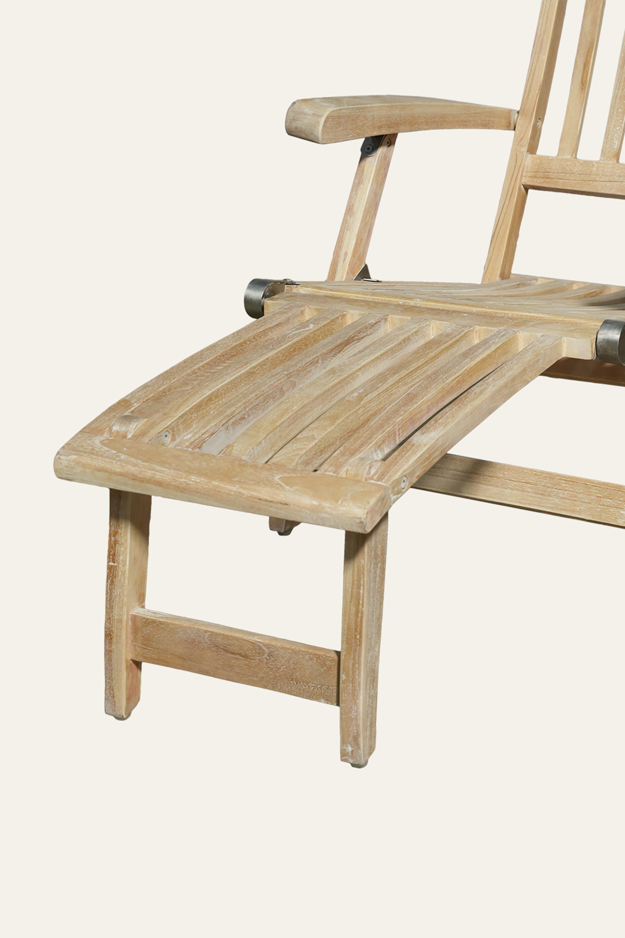 Teak Steamer Deck Chair with Adjustable Reclining Back