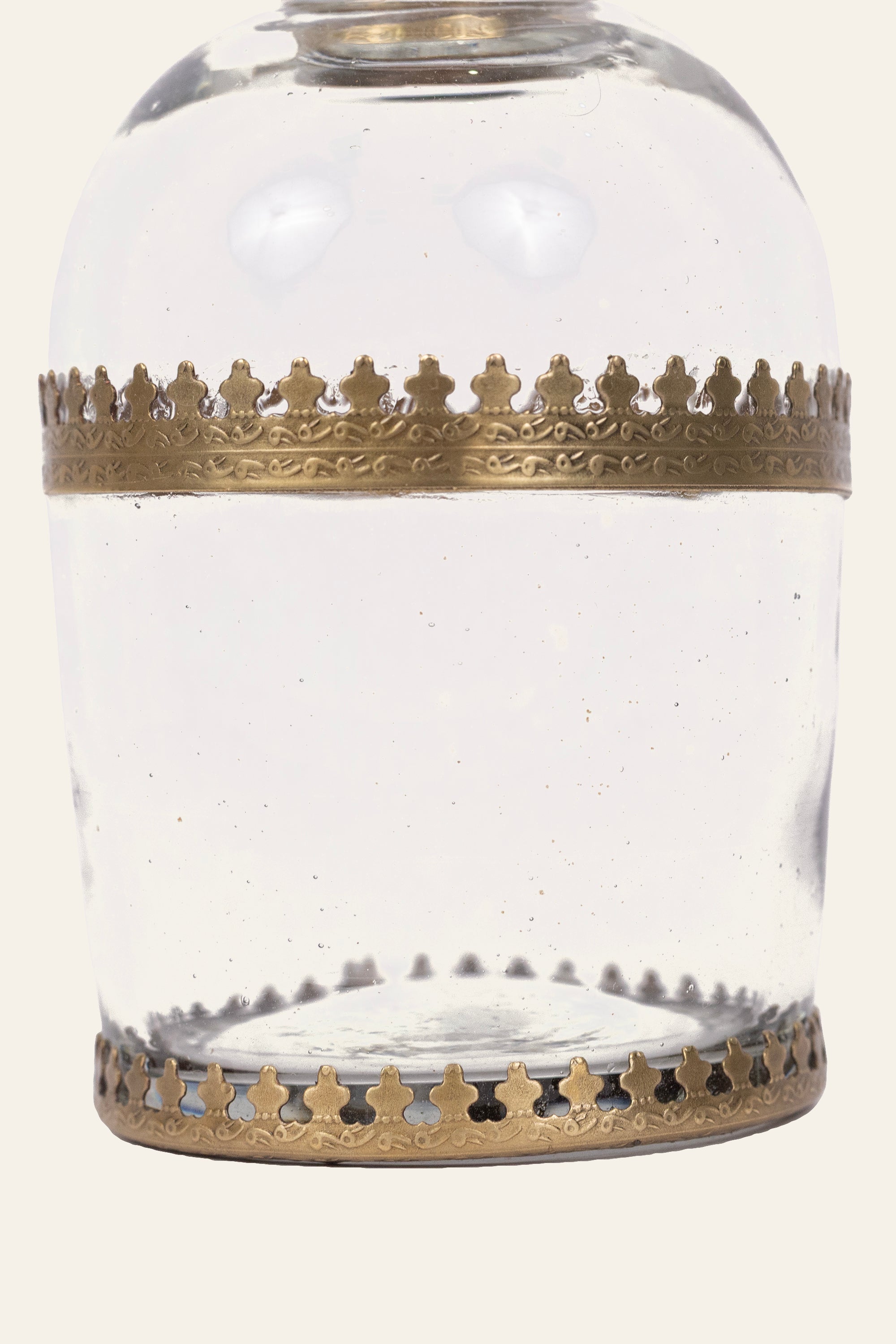 Vintage-Style Round Glass Bottle Container with Antique Brass Detailing