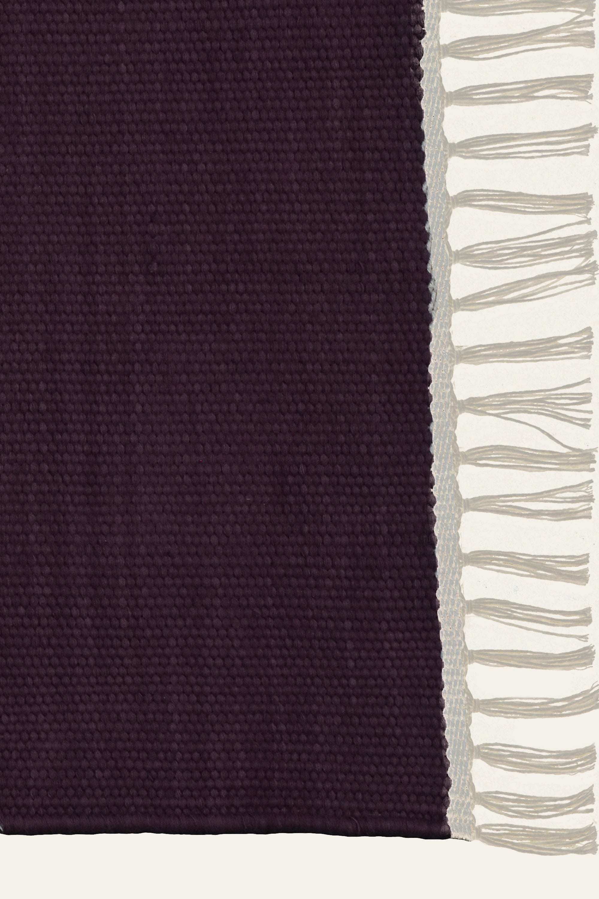 Plain Plum Washable Cotton Yoga Mat with White Fringe