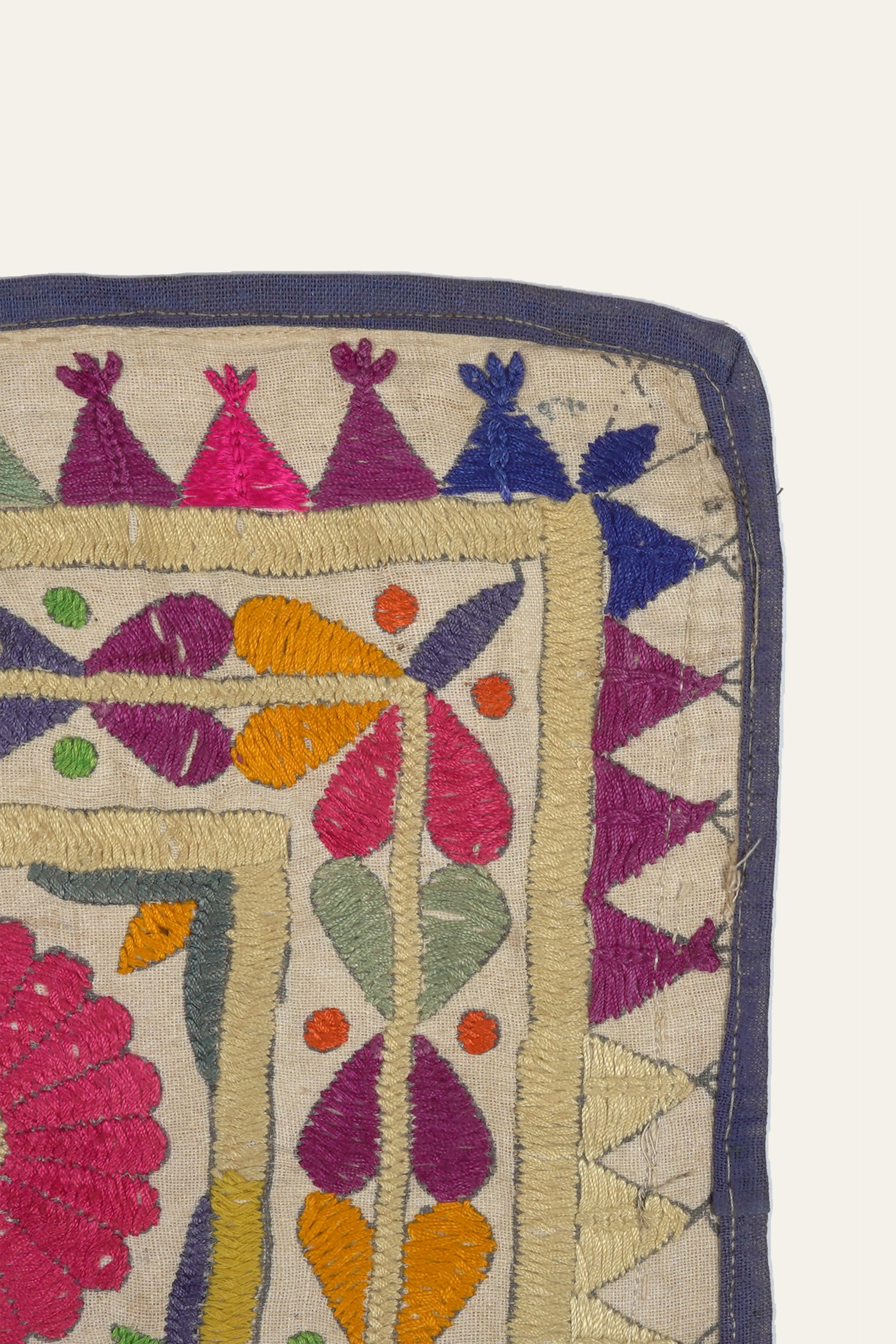 Geometric Patchwork Gujarati Embroidery Textile Wall Hanging