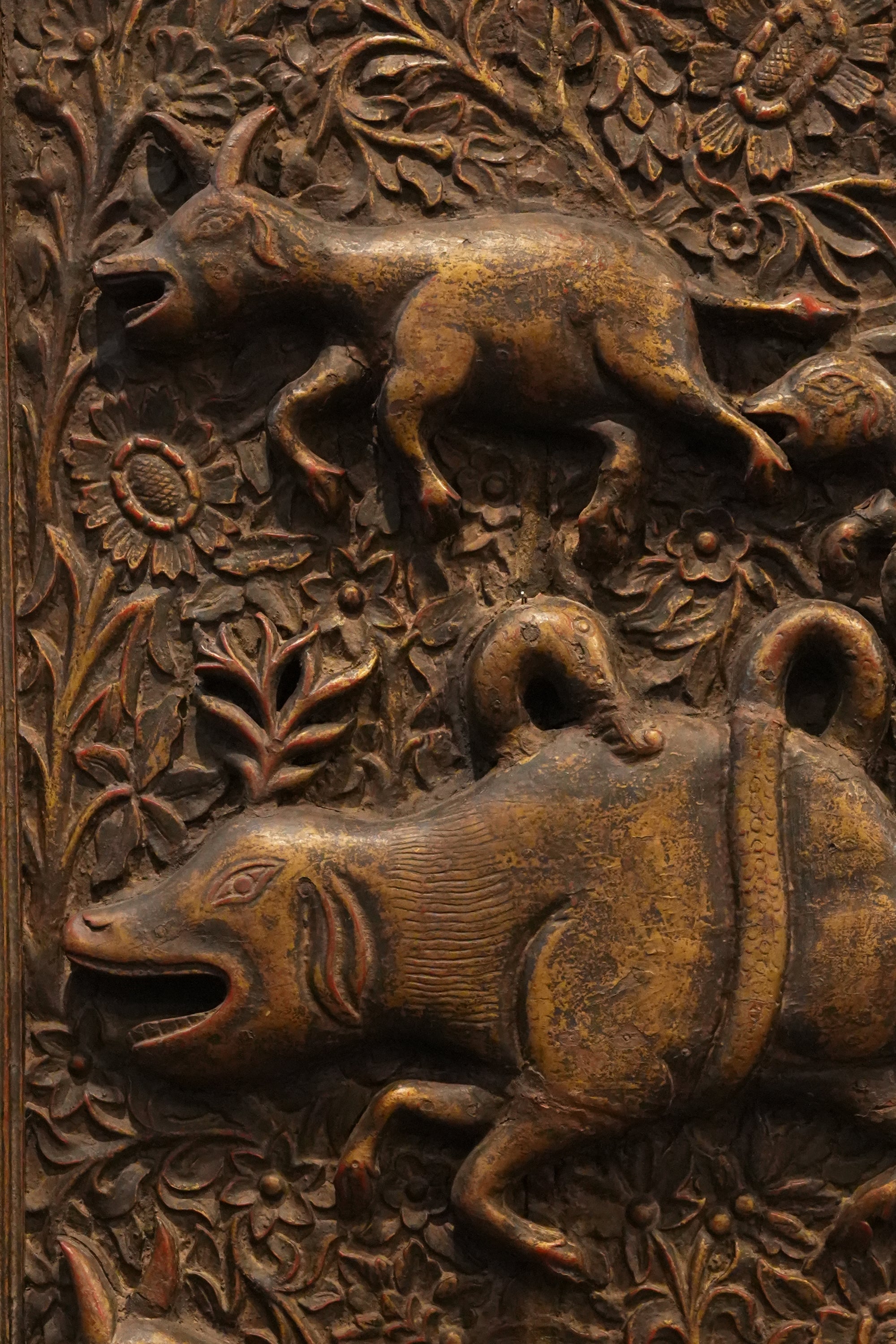 Medieval Swine & Naga Relief Wall Hanging Panel