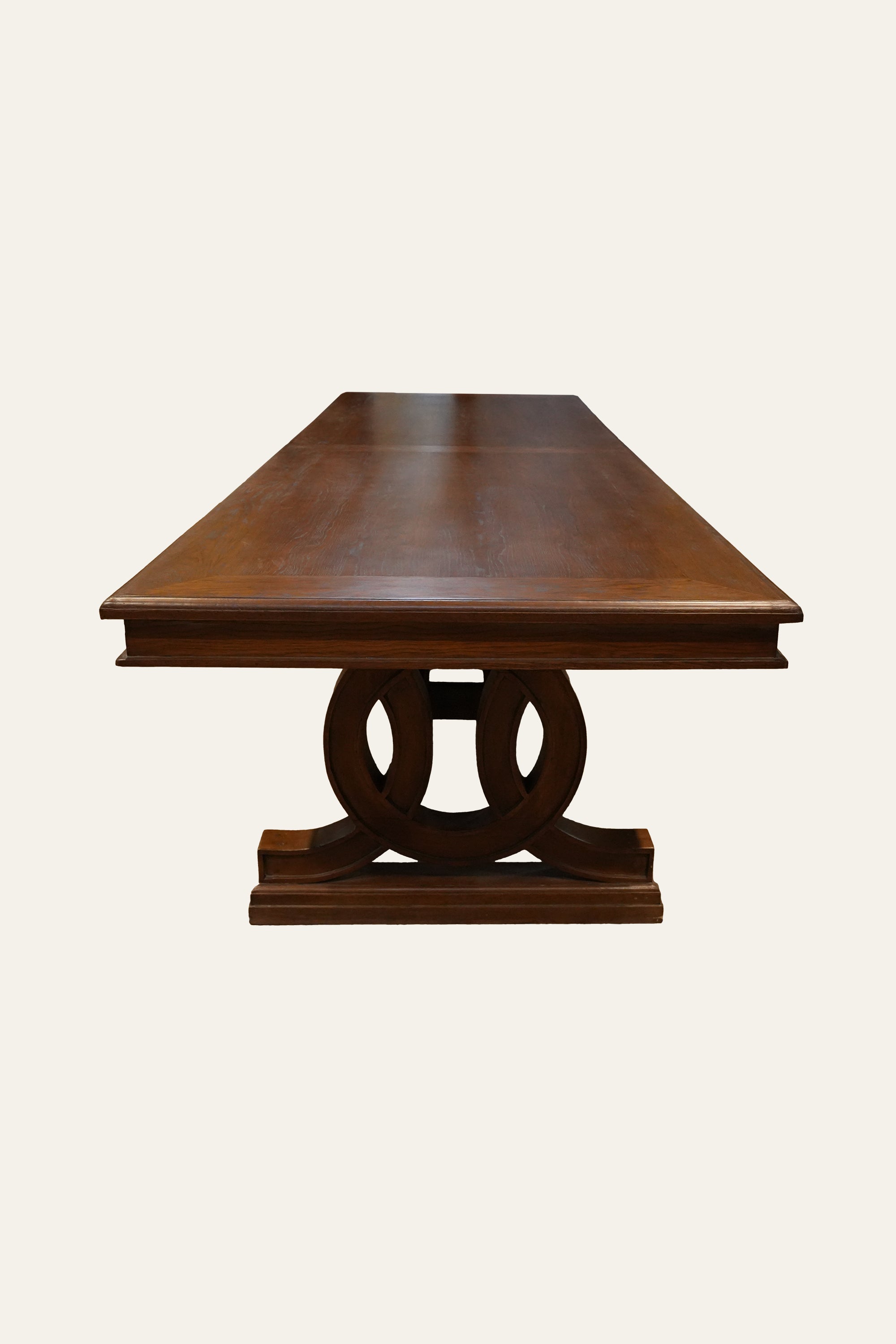 Carved Wood Trestle Dining Table | Large Rectangular Table for 8