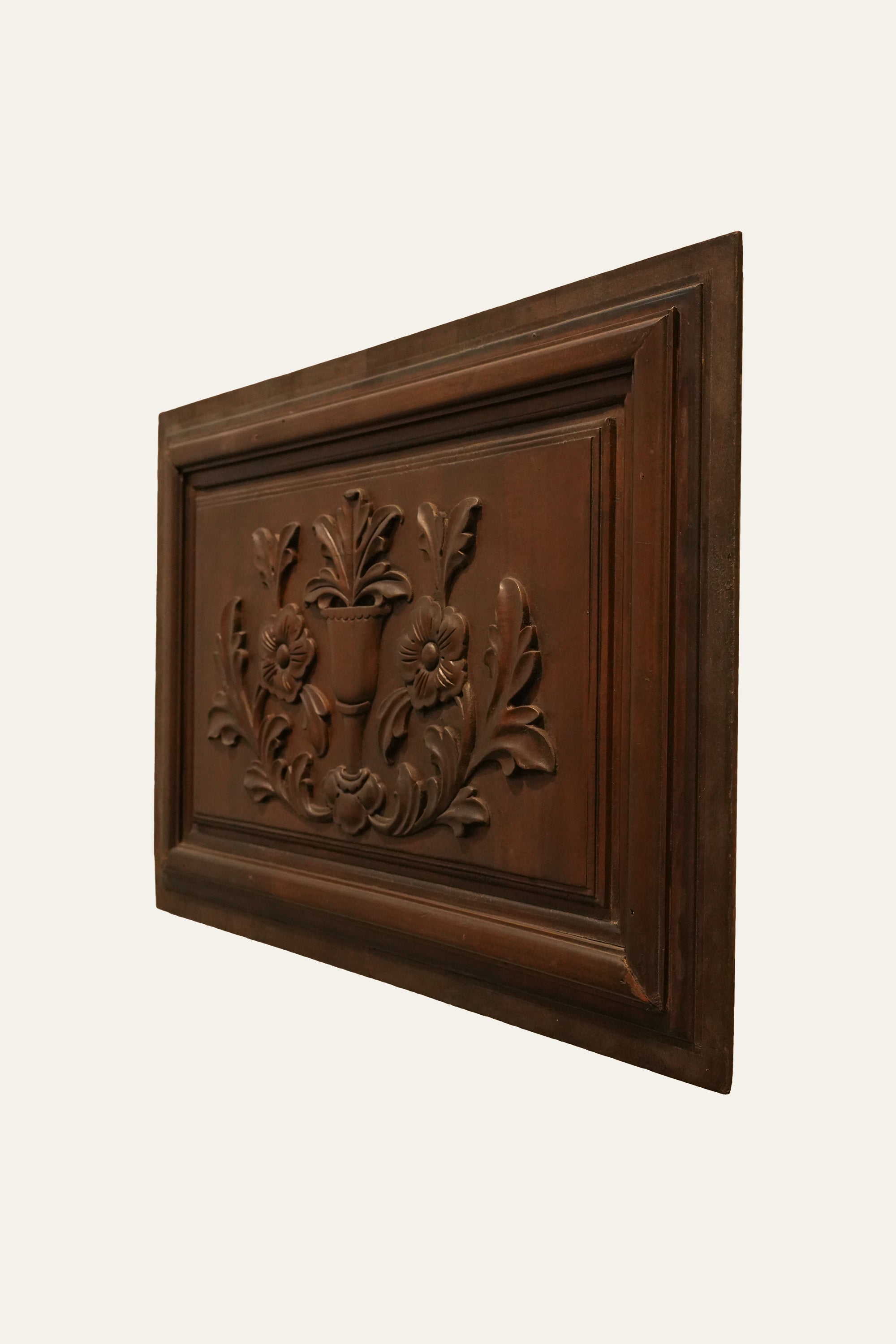 Floral Carved Wood Wall Panel for Living Room