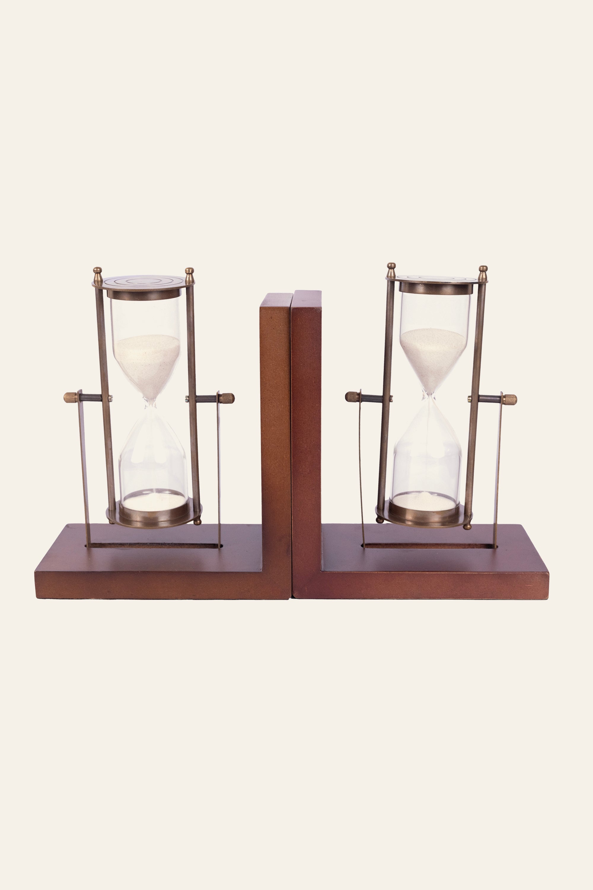 Antique Nautical Rotating Hourglass Bookends Set of 2