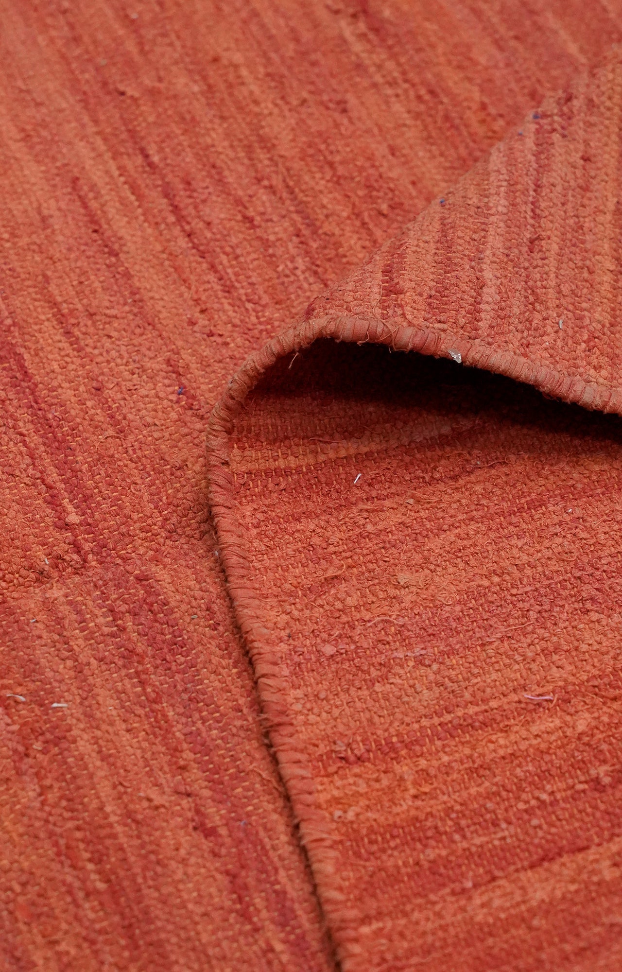 Orange Handwoven Cotton Rug with Tassels