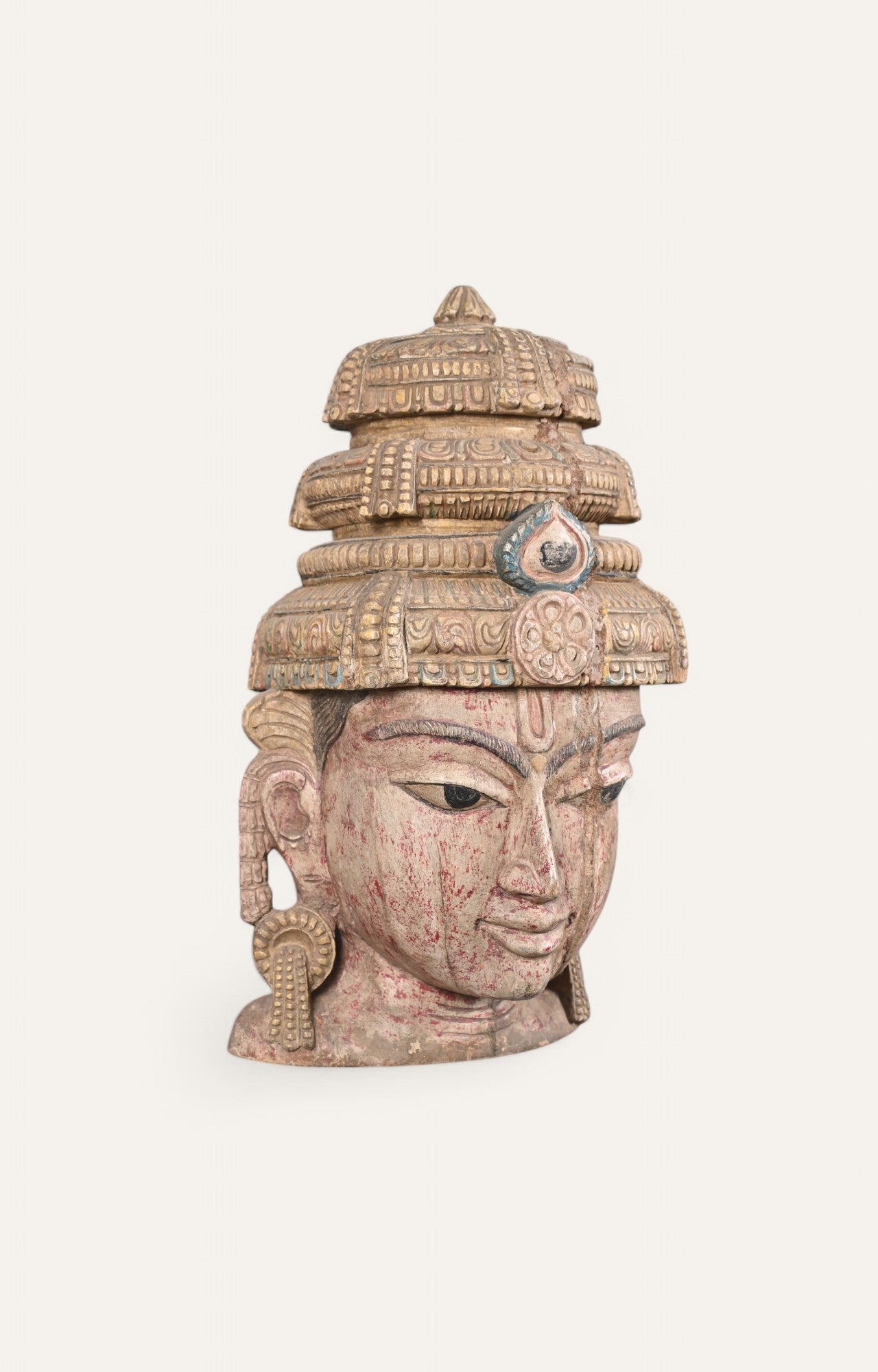 Rustic Hand-Carved Wooden Wall Mask