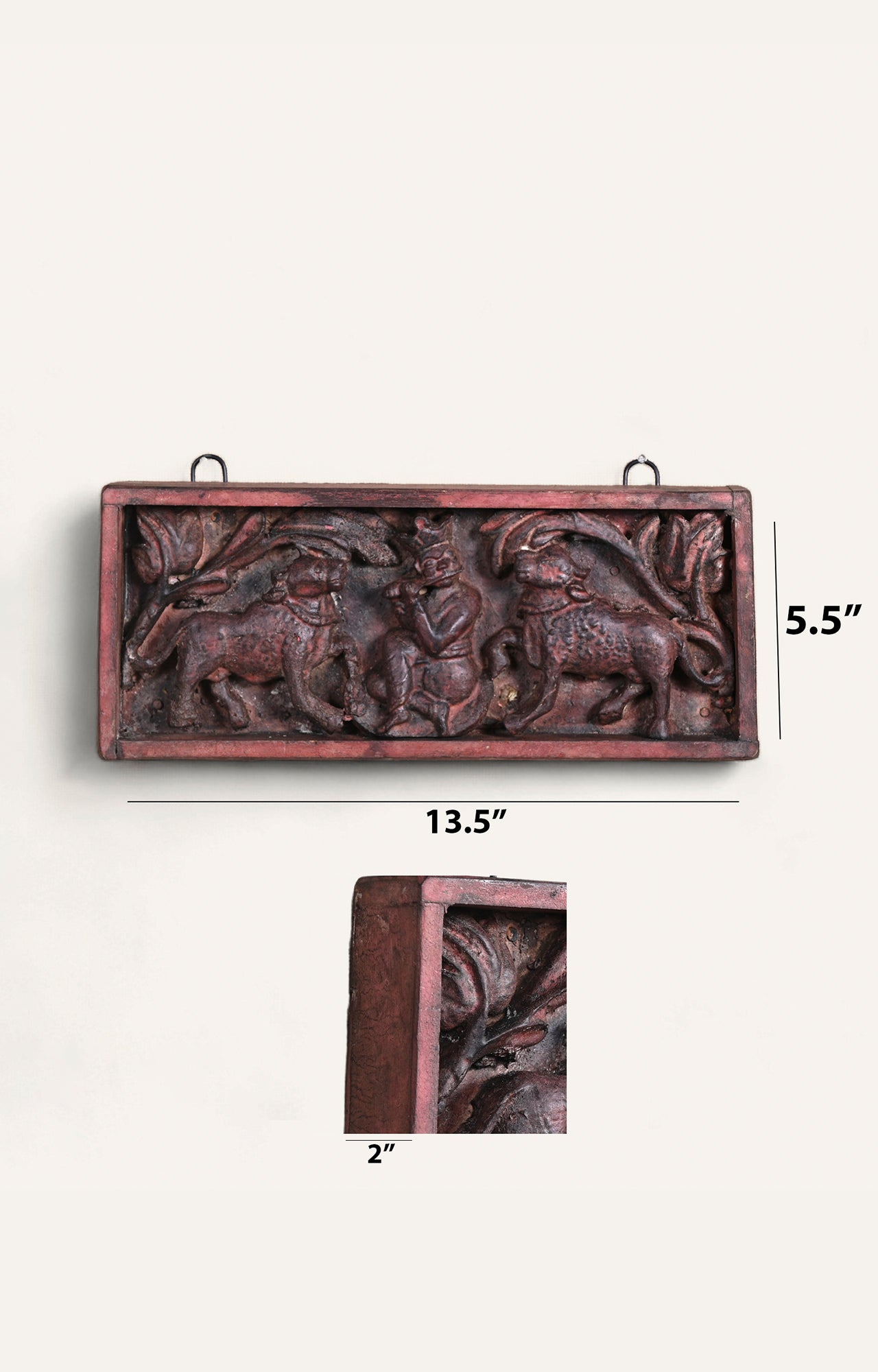 Krishna with Cows Carved Panel