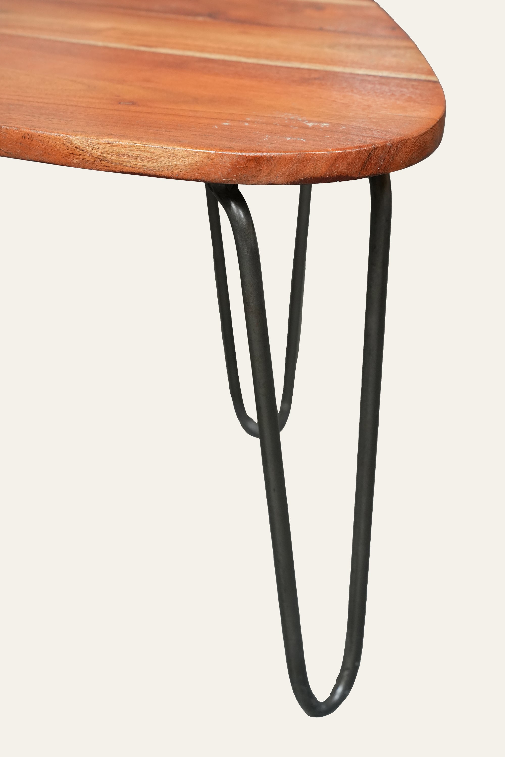Triangle Wooden Nesting Tables with Hairpin Legs - Set of 2