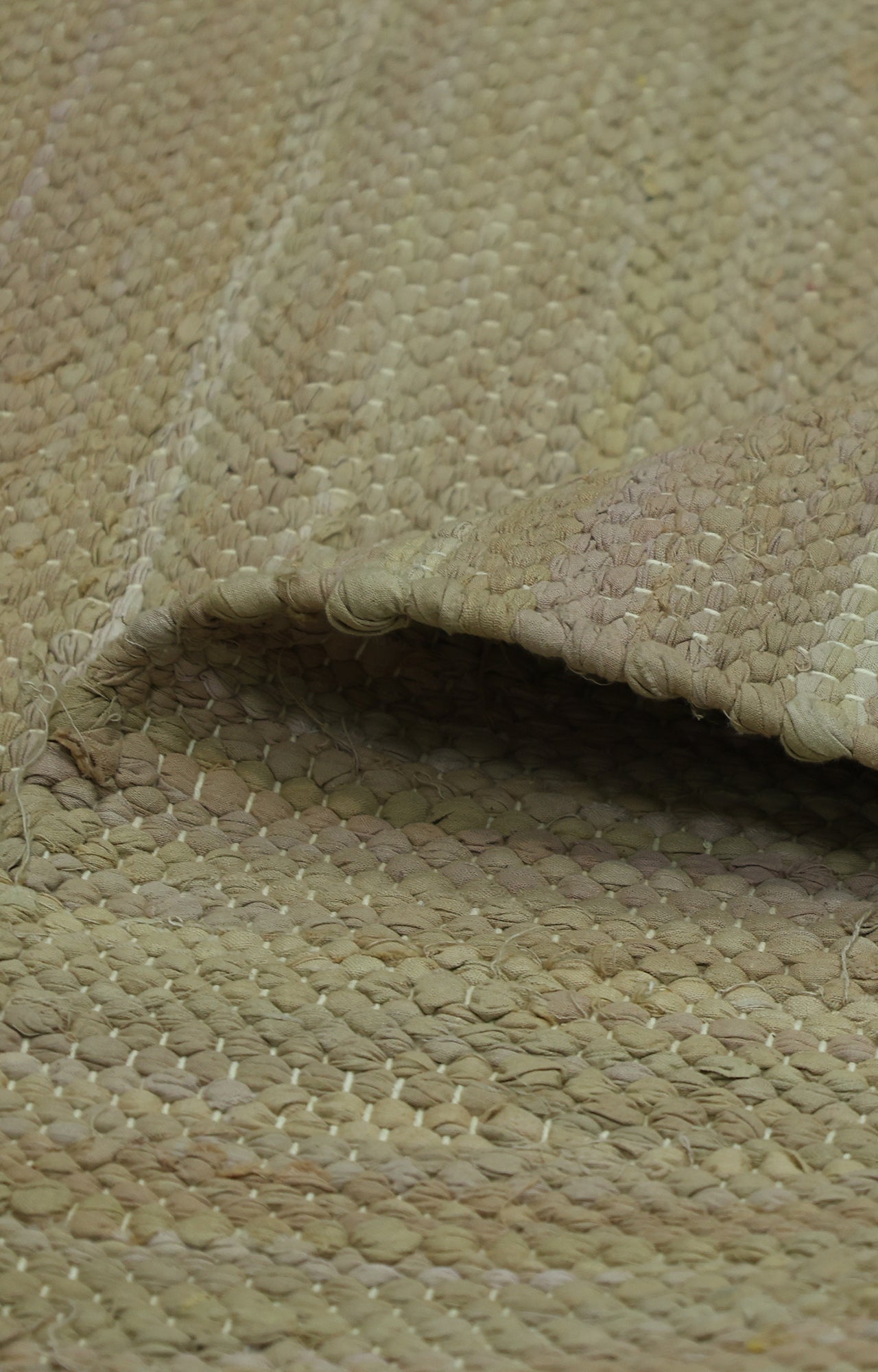 Brown Handwoven  Cotton Rug with Fringed Edges