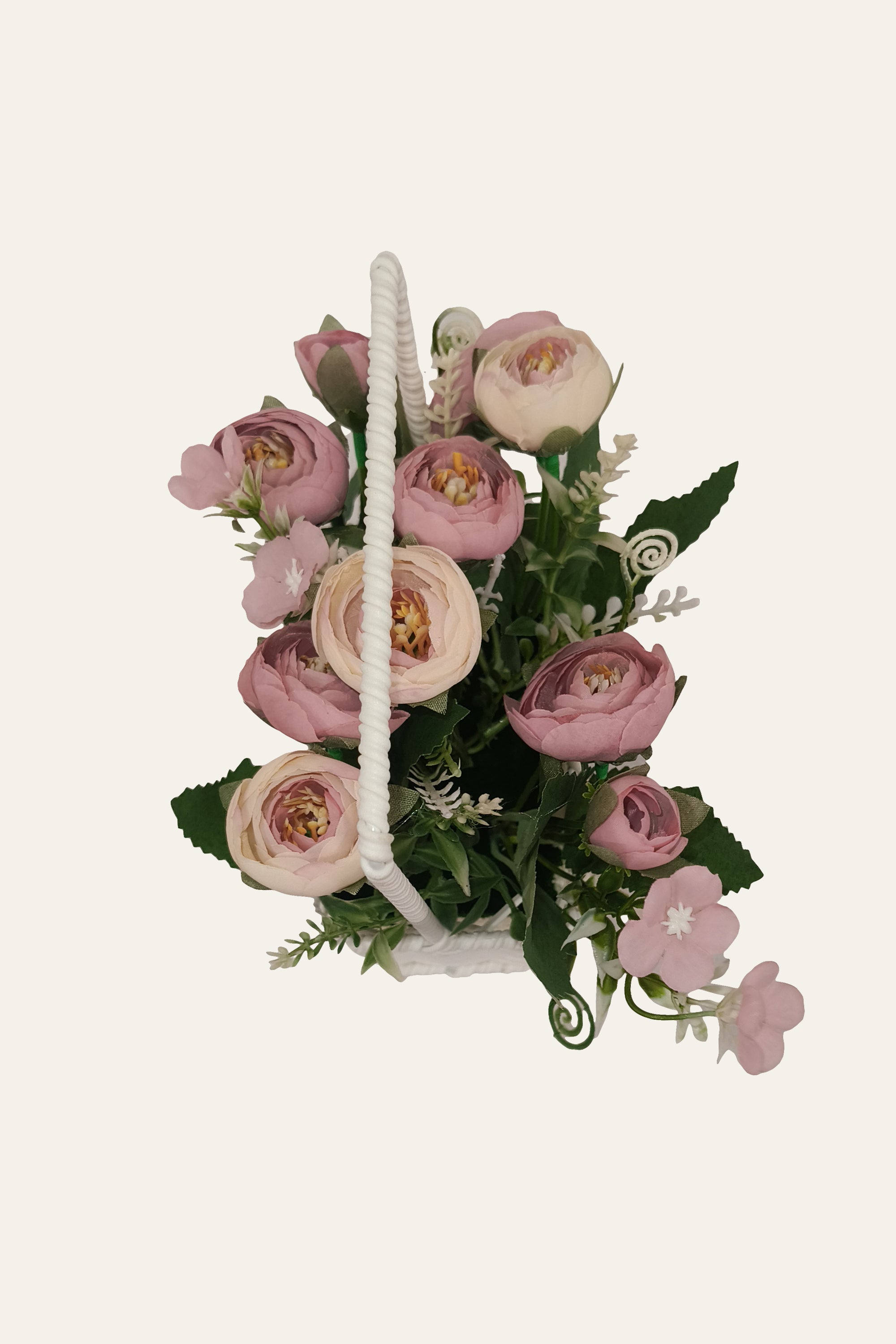 Soft Pink Rose Mini Flower Basket