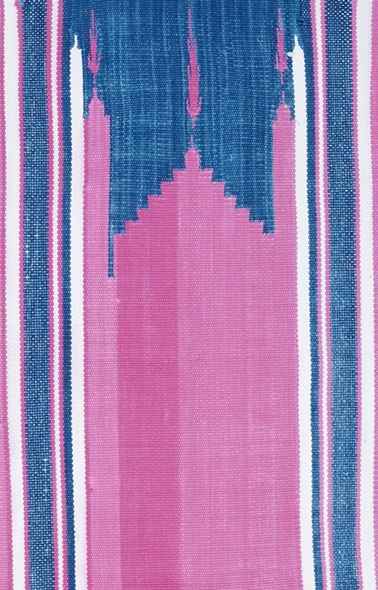 Handwoven Pink & Blue Striped Geometric Rug