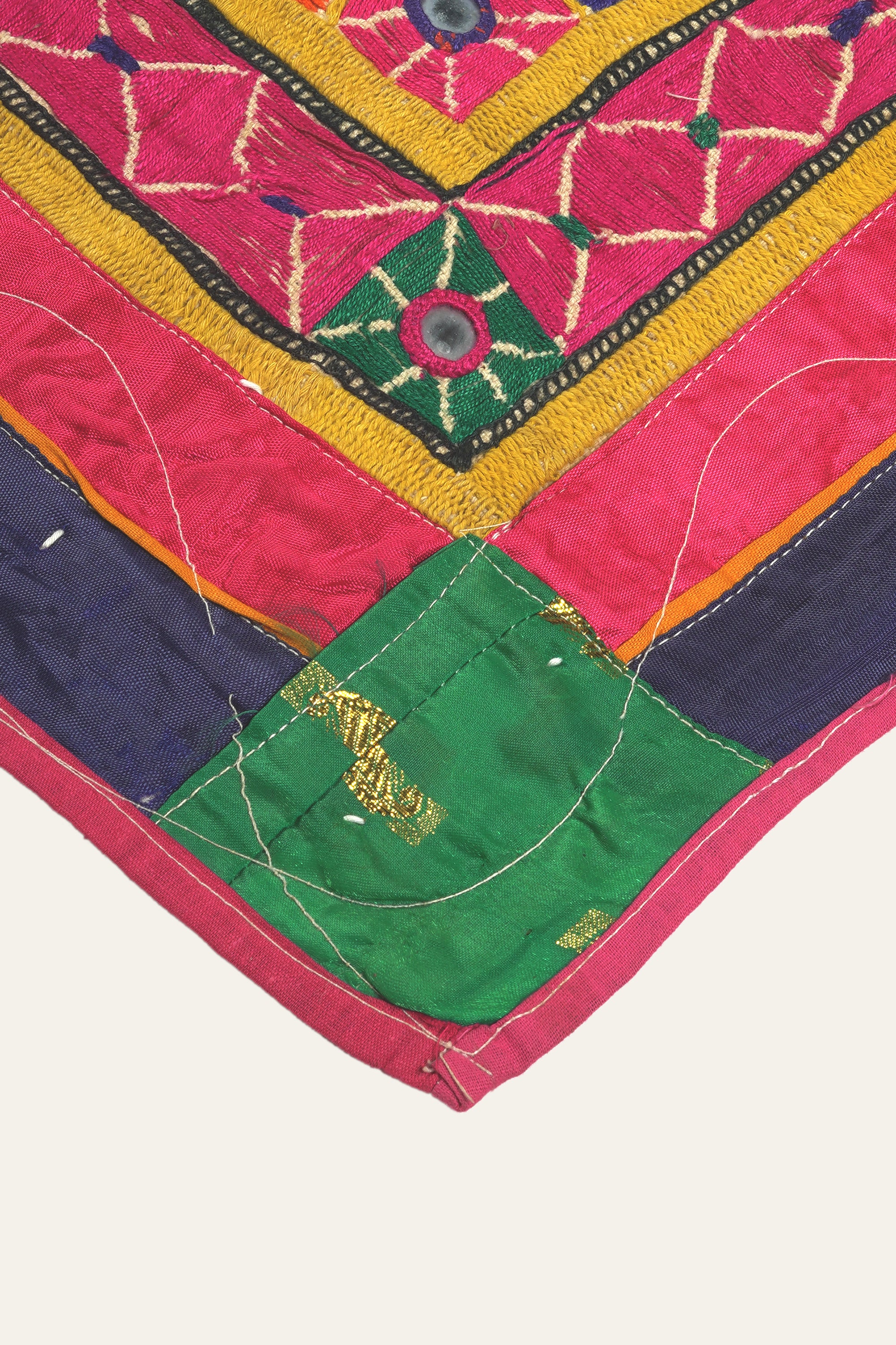 Fuchsia Mirrorwork Gujarati Textile Panel Wall Decor