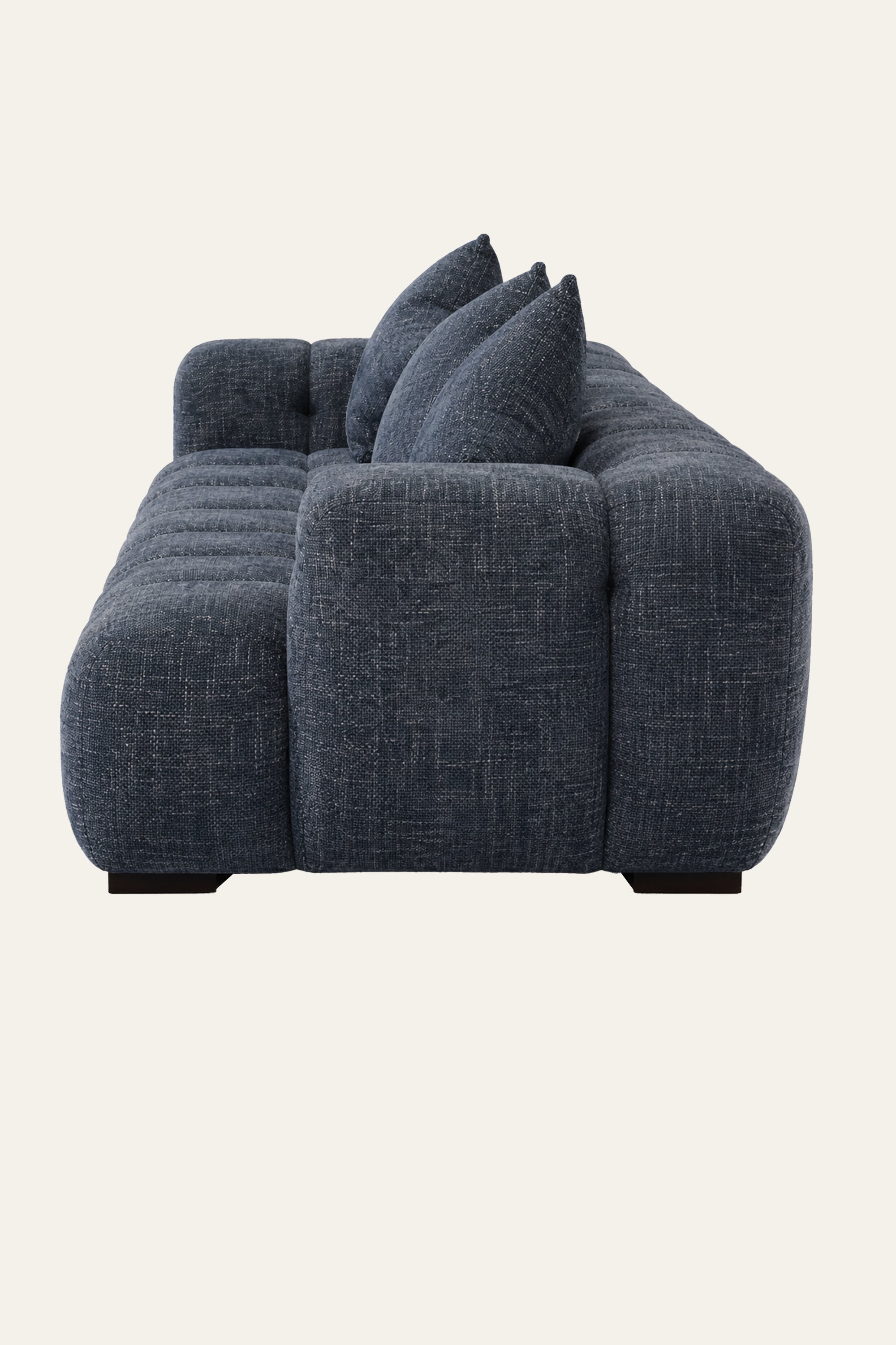 Midnight Blue Grid Tufted 3-Seater Sofa