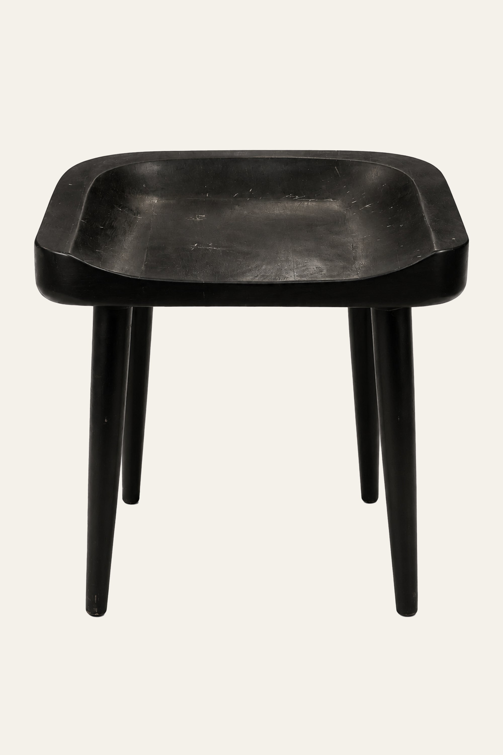 Dark Charcoal Curved Wooden Stool for Modern Homes