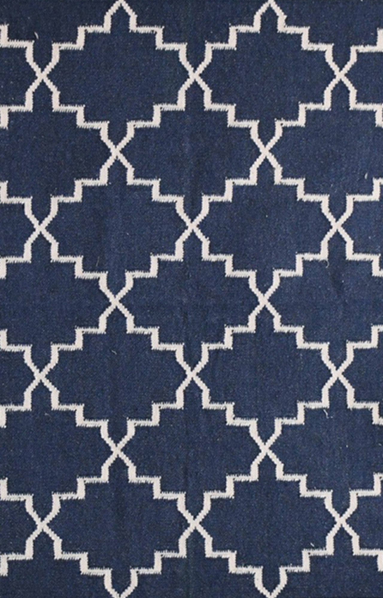 Indigo Blue And White Wavy Pattern Rug