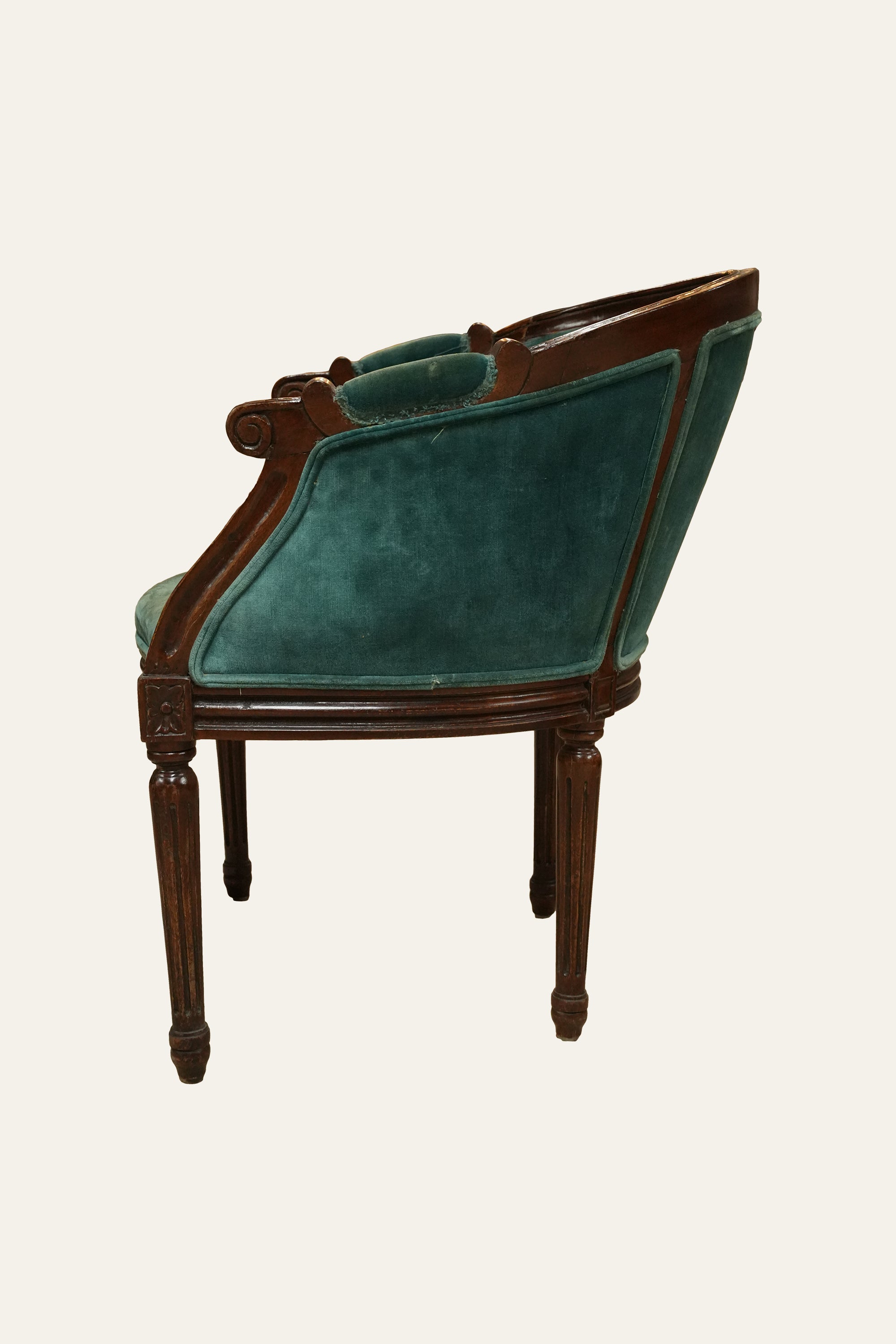 Teal Upholstered Barrel Armchair