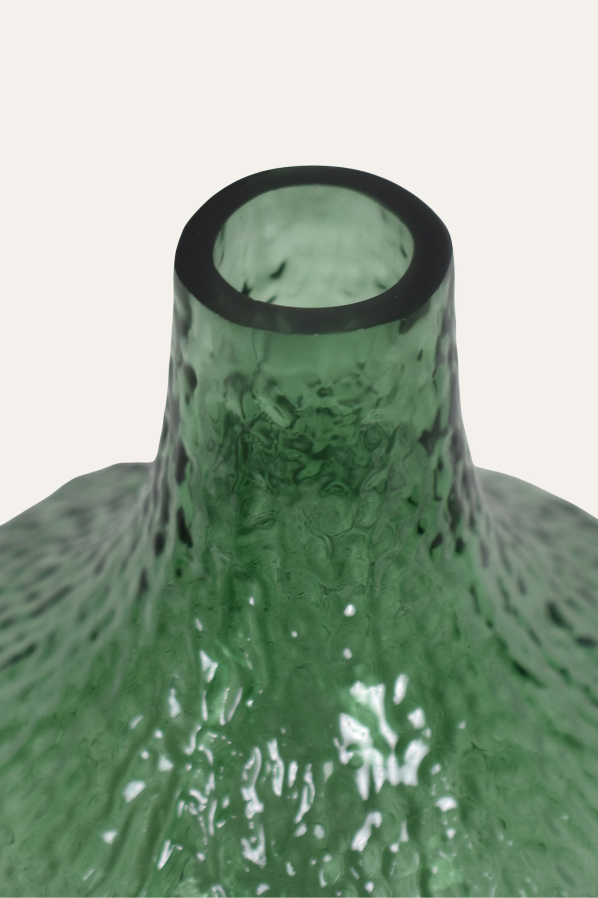 Textured Hand Blown Green Glass Decorative Vase