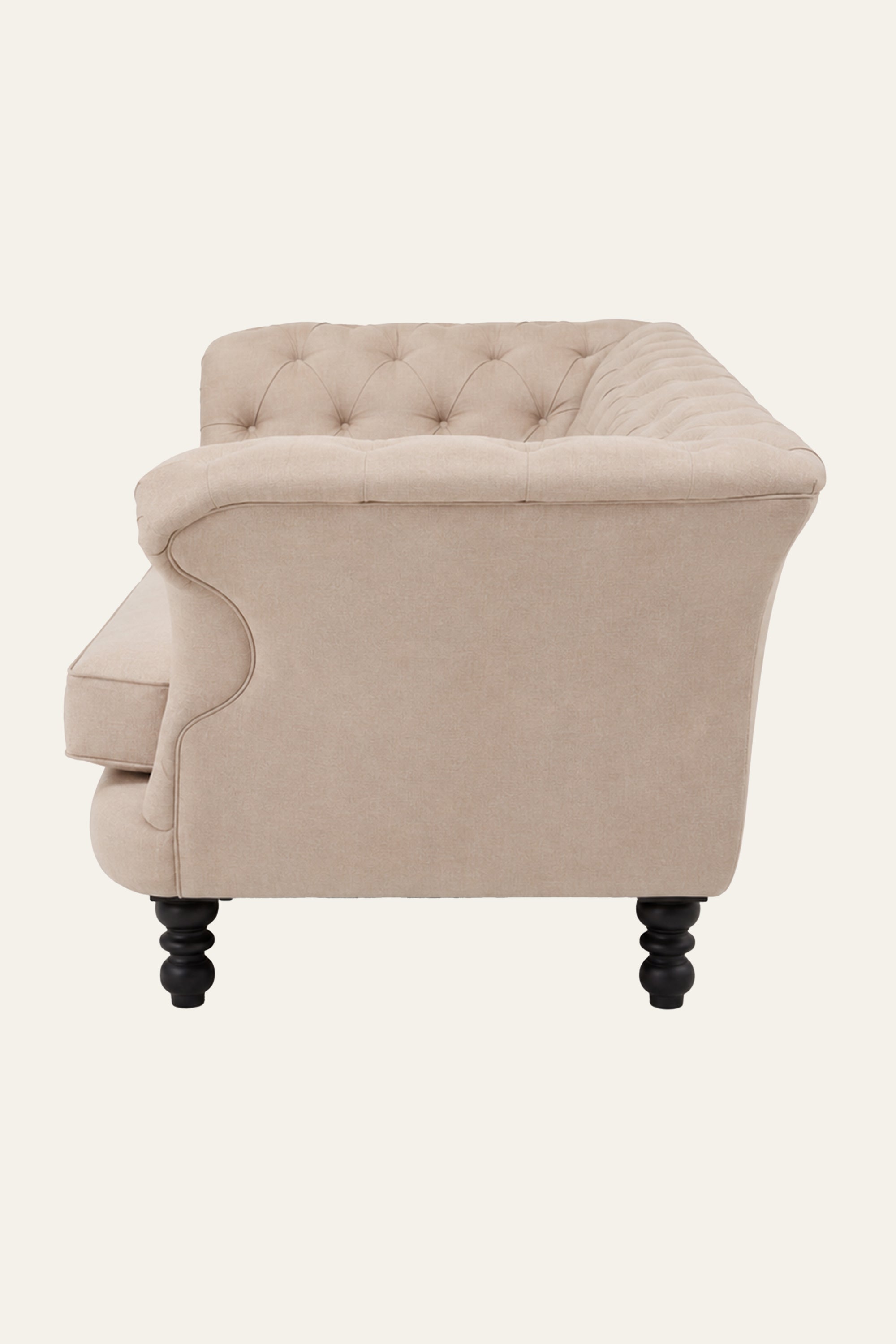 Brown Rolled Arm 2-Seater Tufted Sofa