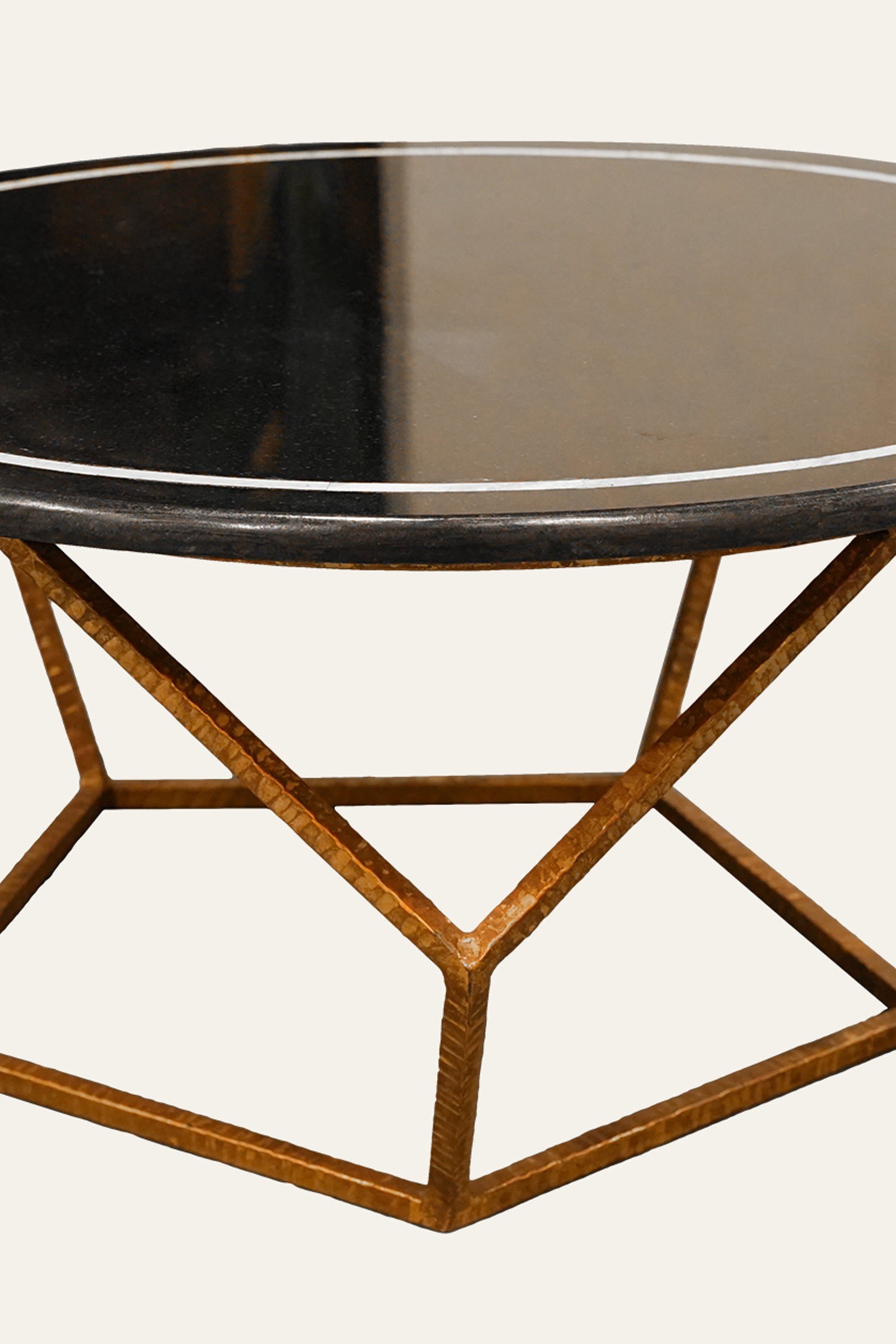 Black Marble Coffee Table with Metal Base for Living Room