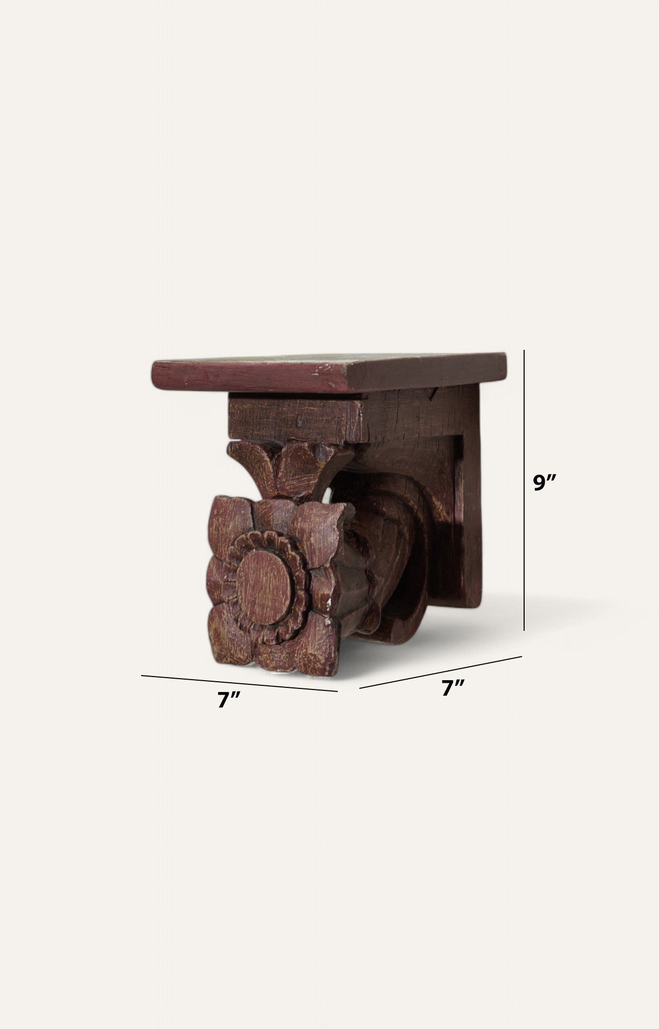 Rustic Aged Hand-carved Wall Bracket