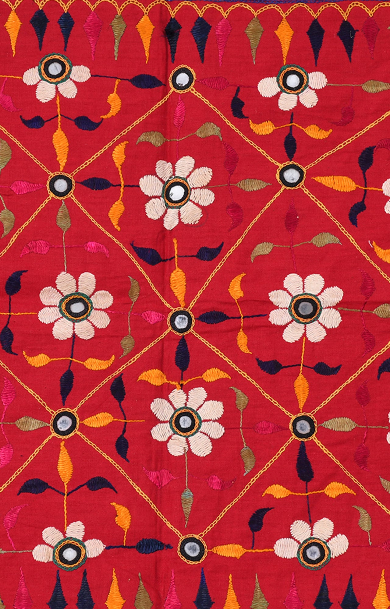 Vintage Silk Phulkari Tapestry: 100-Year-Old Handmade Indian Wall Hanging with Traditional Embroidery