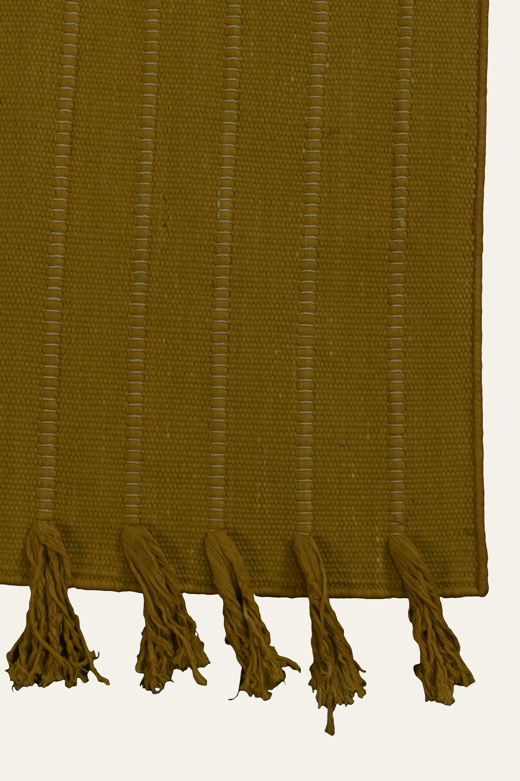 Plain Yellow Washable Cotton Yoga Mat with Fringe