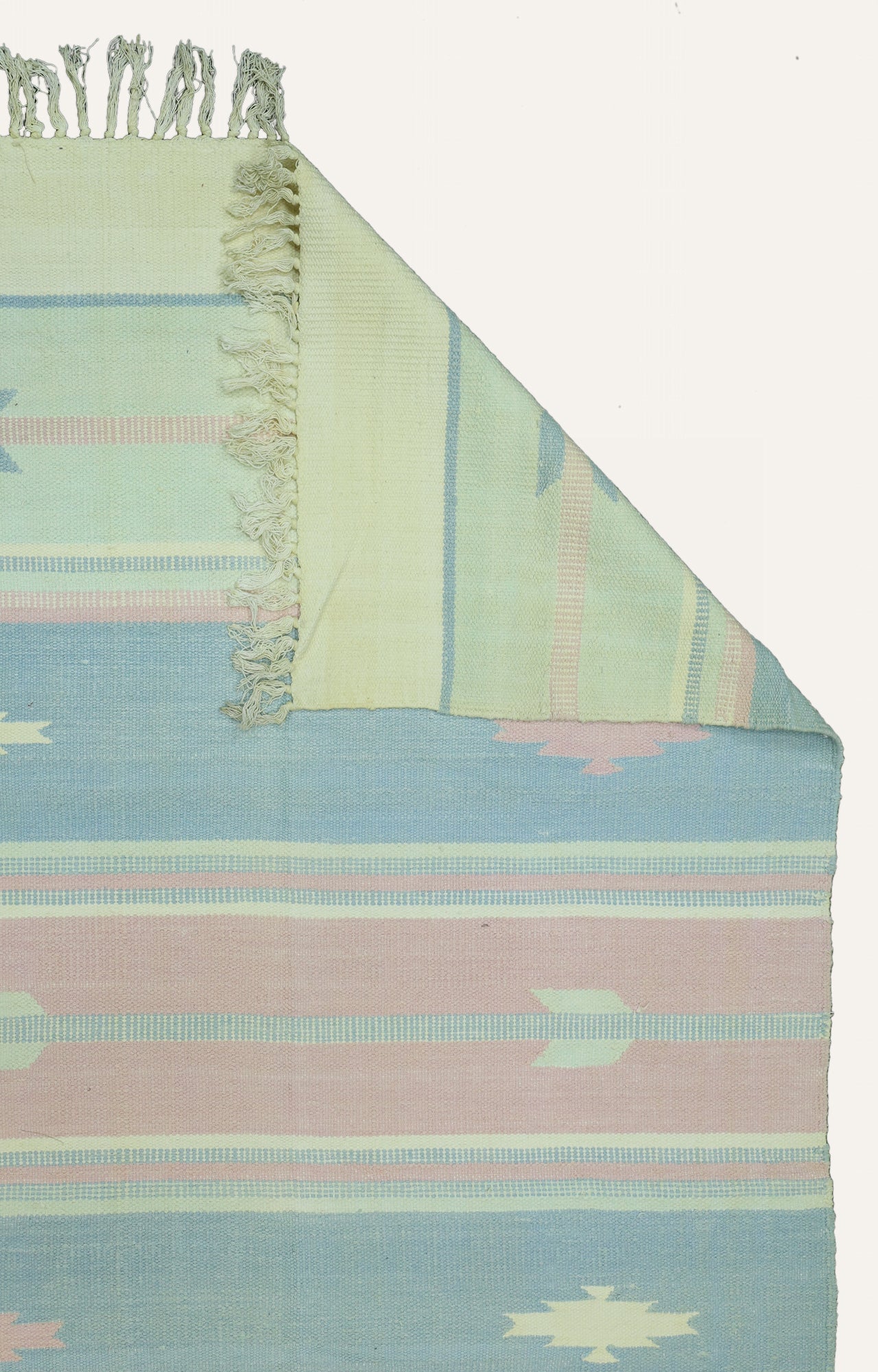 Pastel Vintage Cotton Rug with Tassels