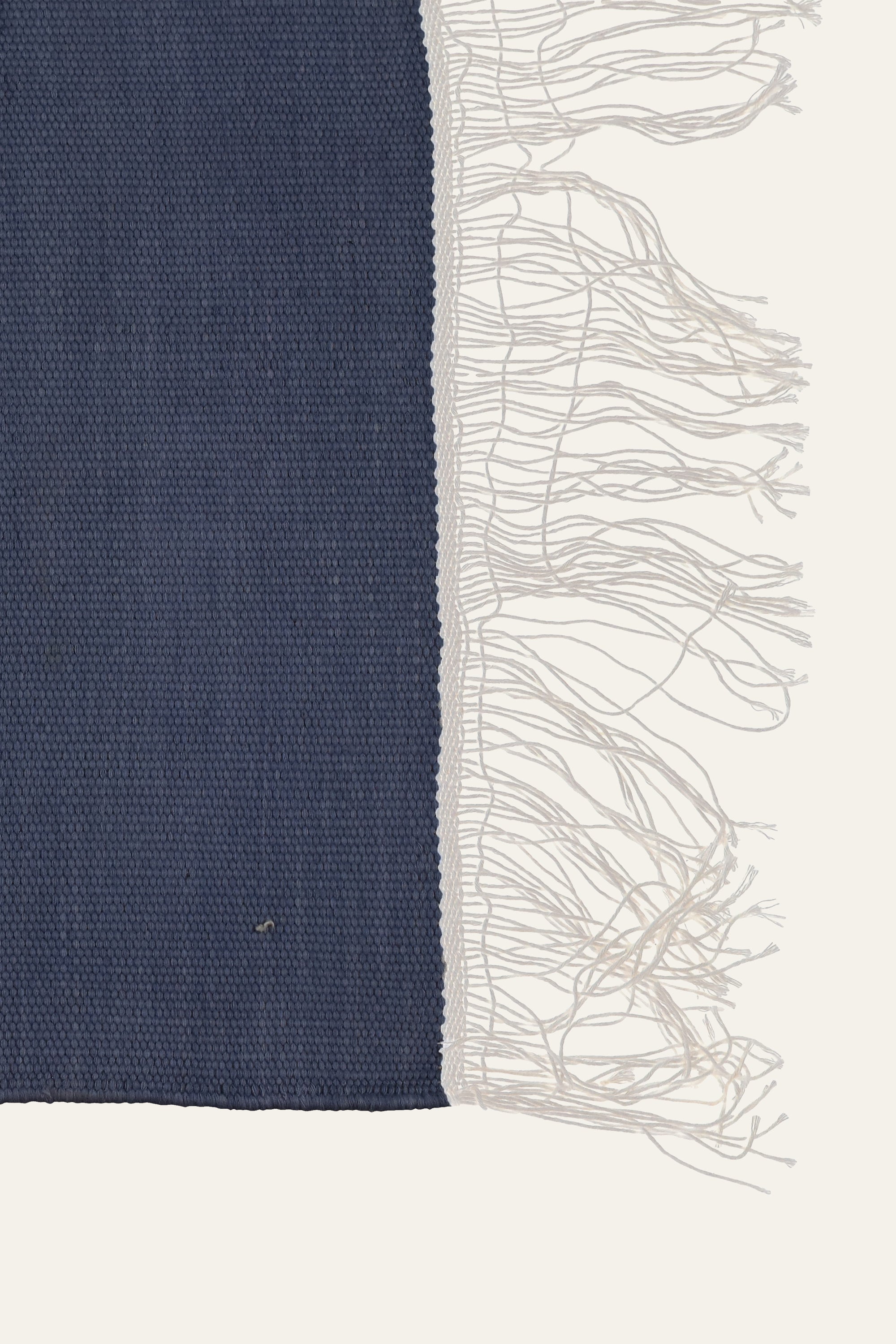 Steel Blue Washable Cotton Yoga Mat with White Fringe