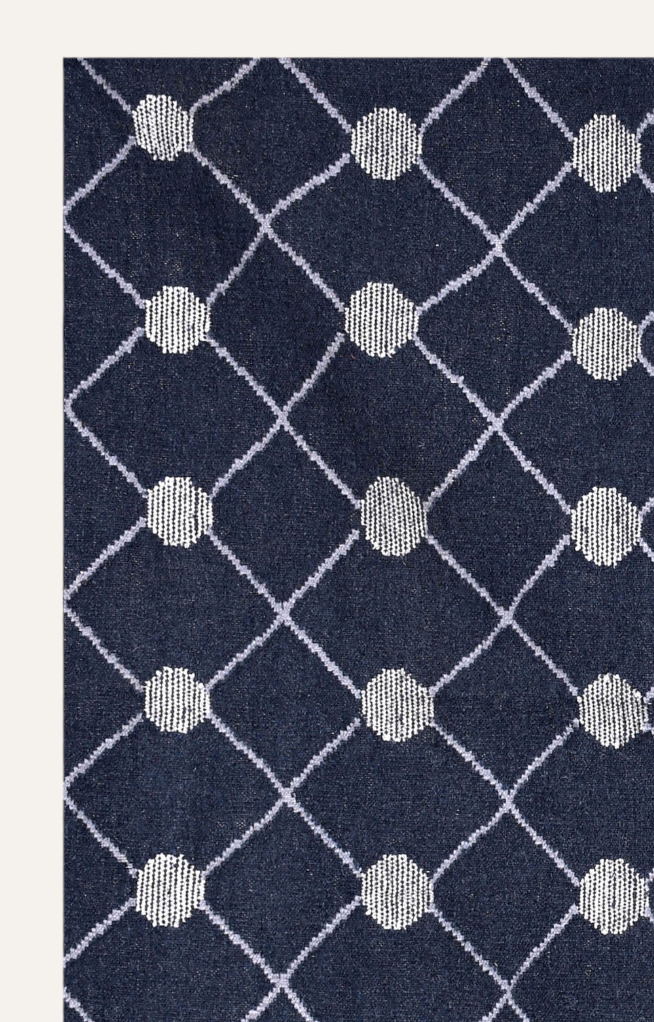 Blue And White Wavy Pattern Rug