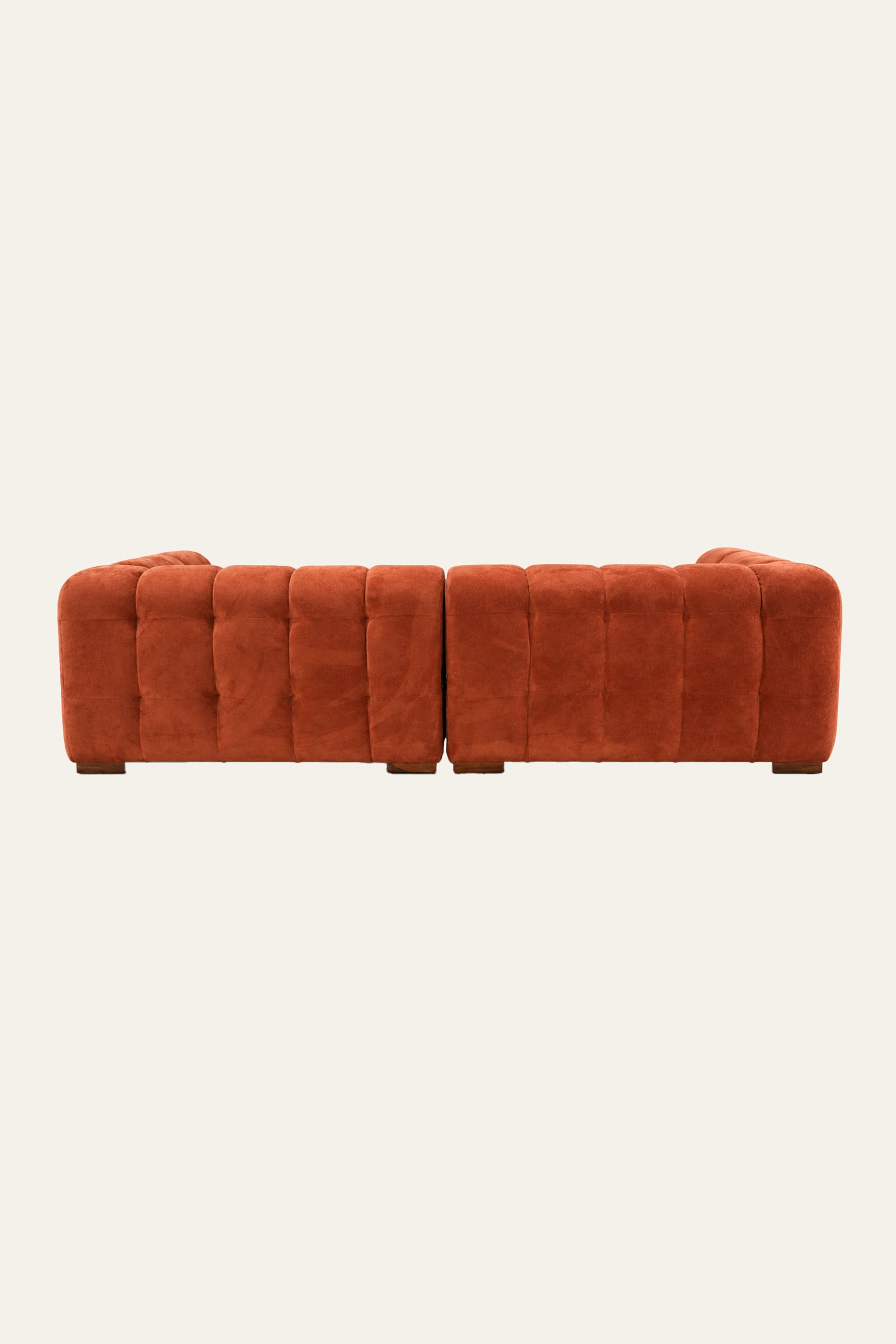 Rust Orange Channel 4-Seater Block Sofa for Living Room