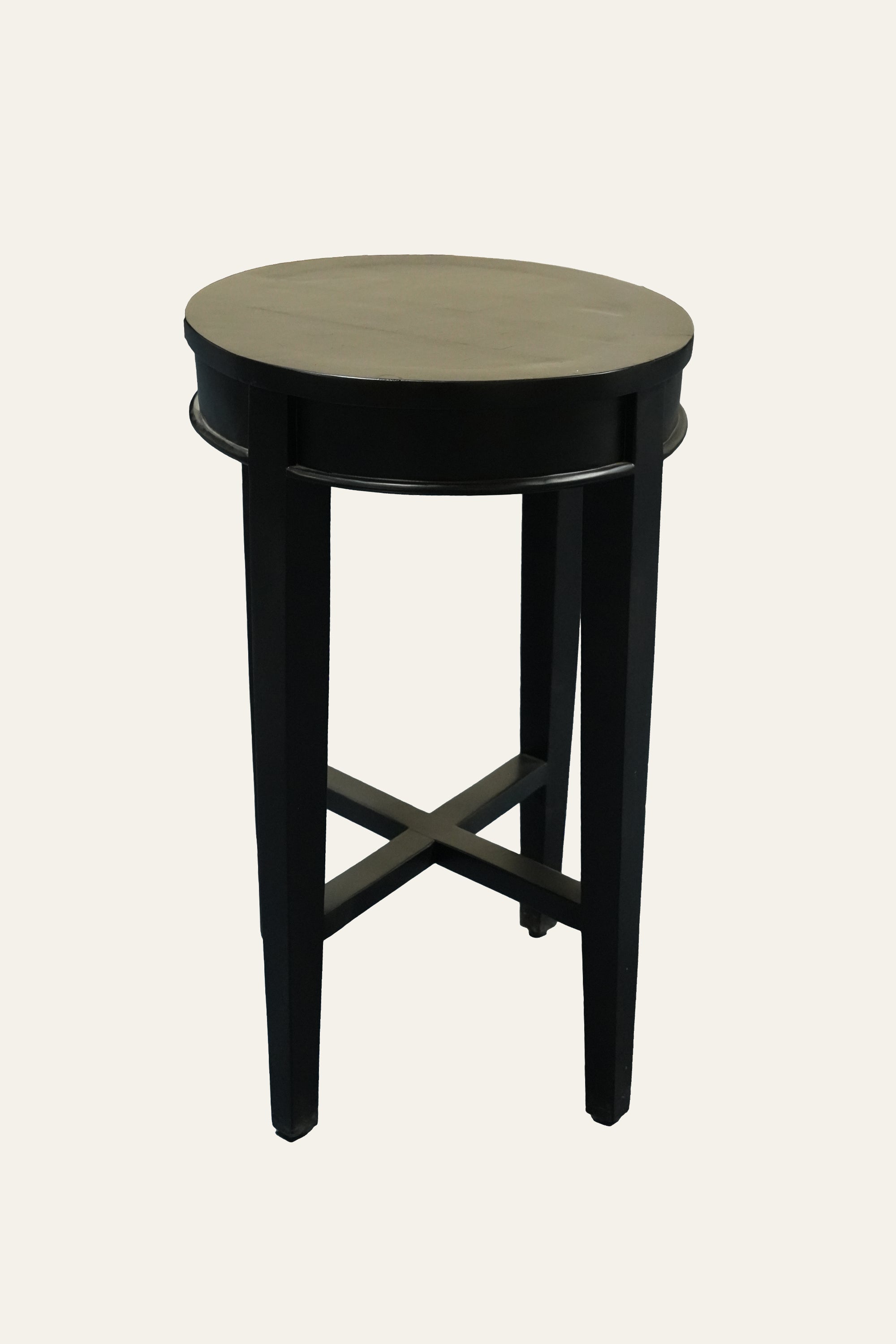 Compact Black Round Side Table for Sofa Corners