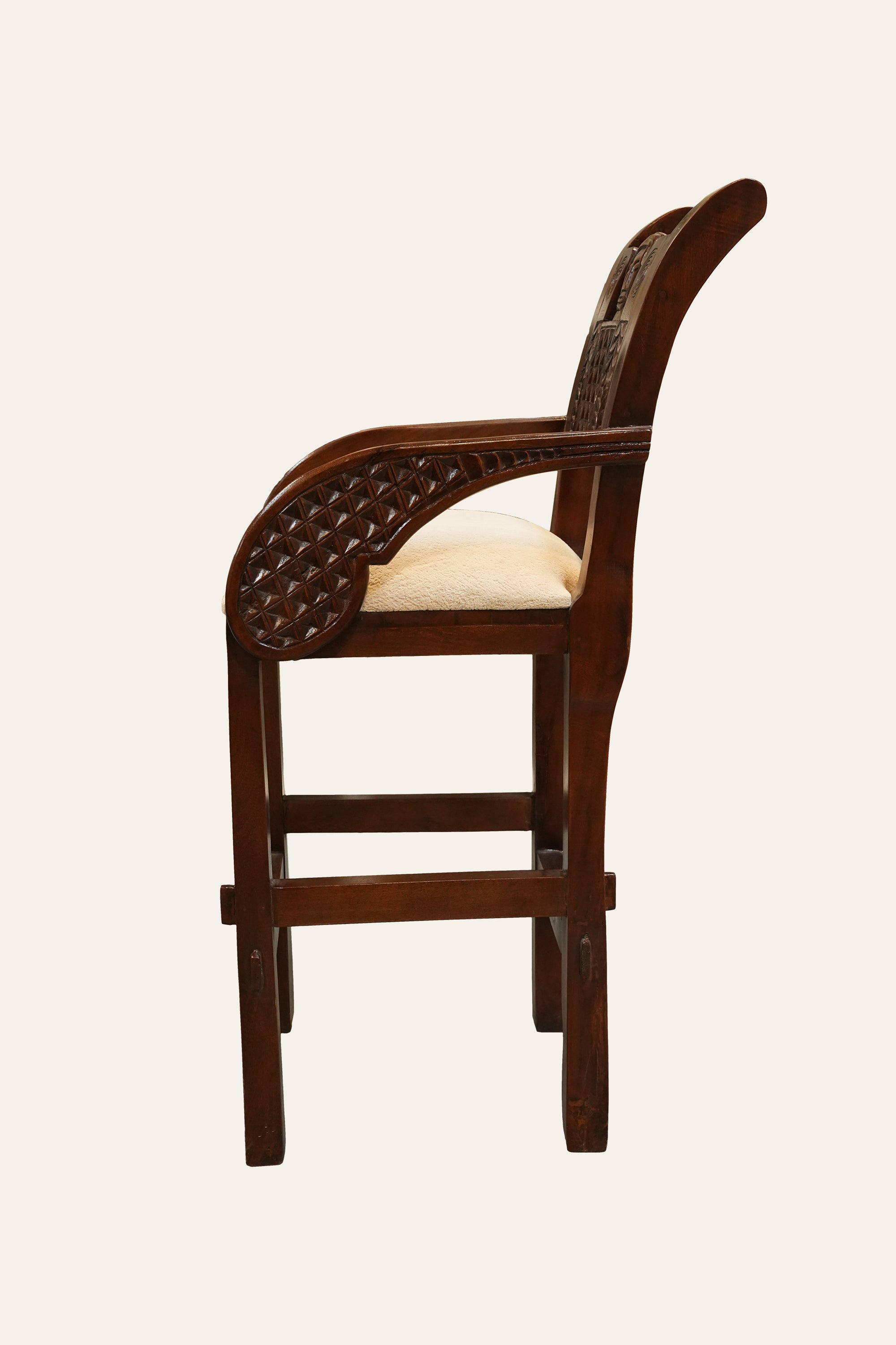 Tribal Carved Wooden Bar Chair