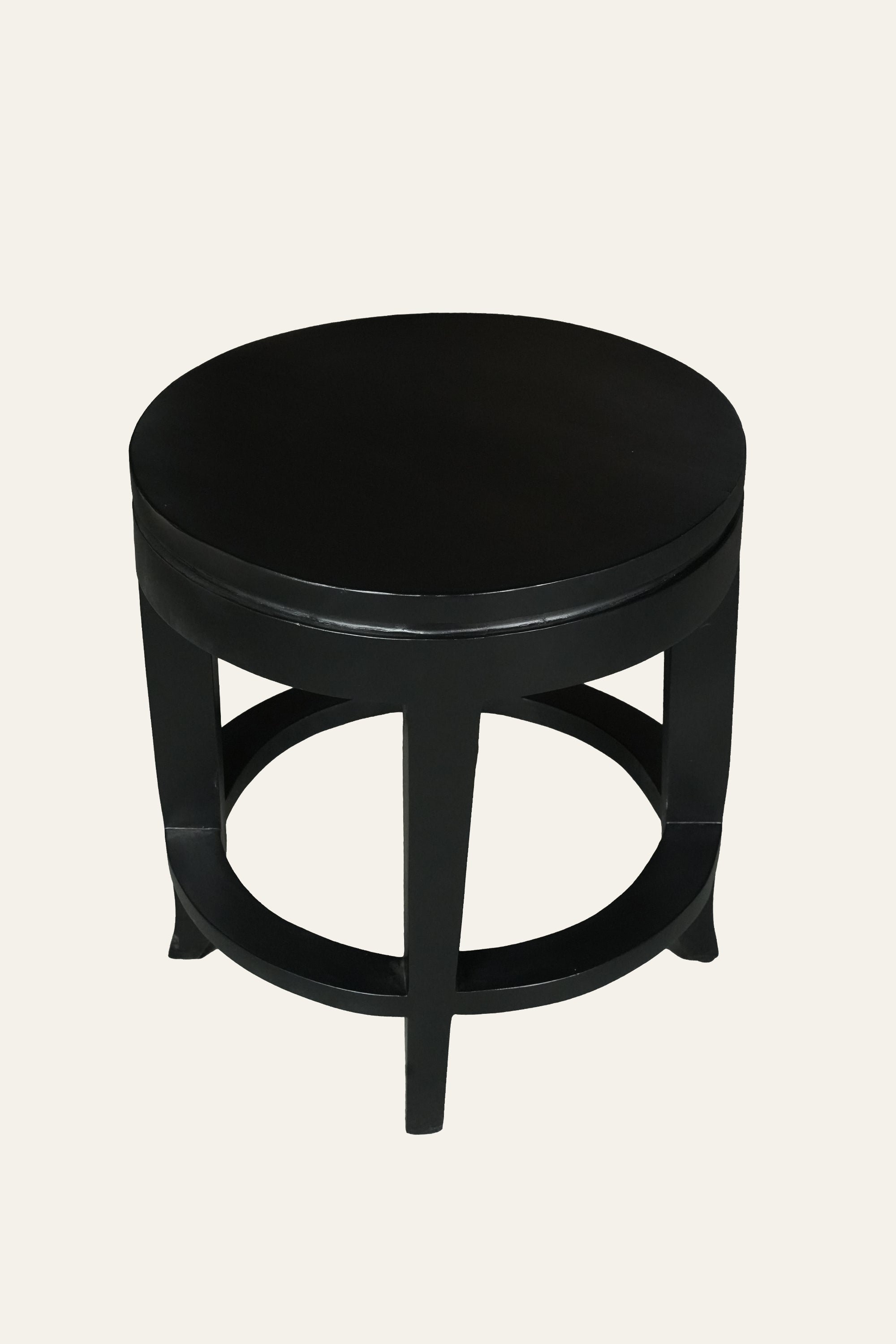 Black Round Side Table with Circular Ring Base